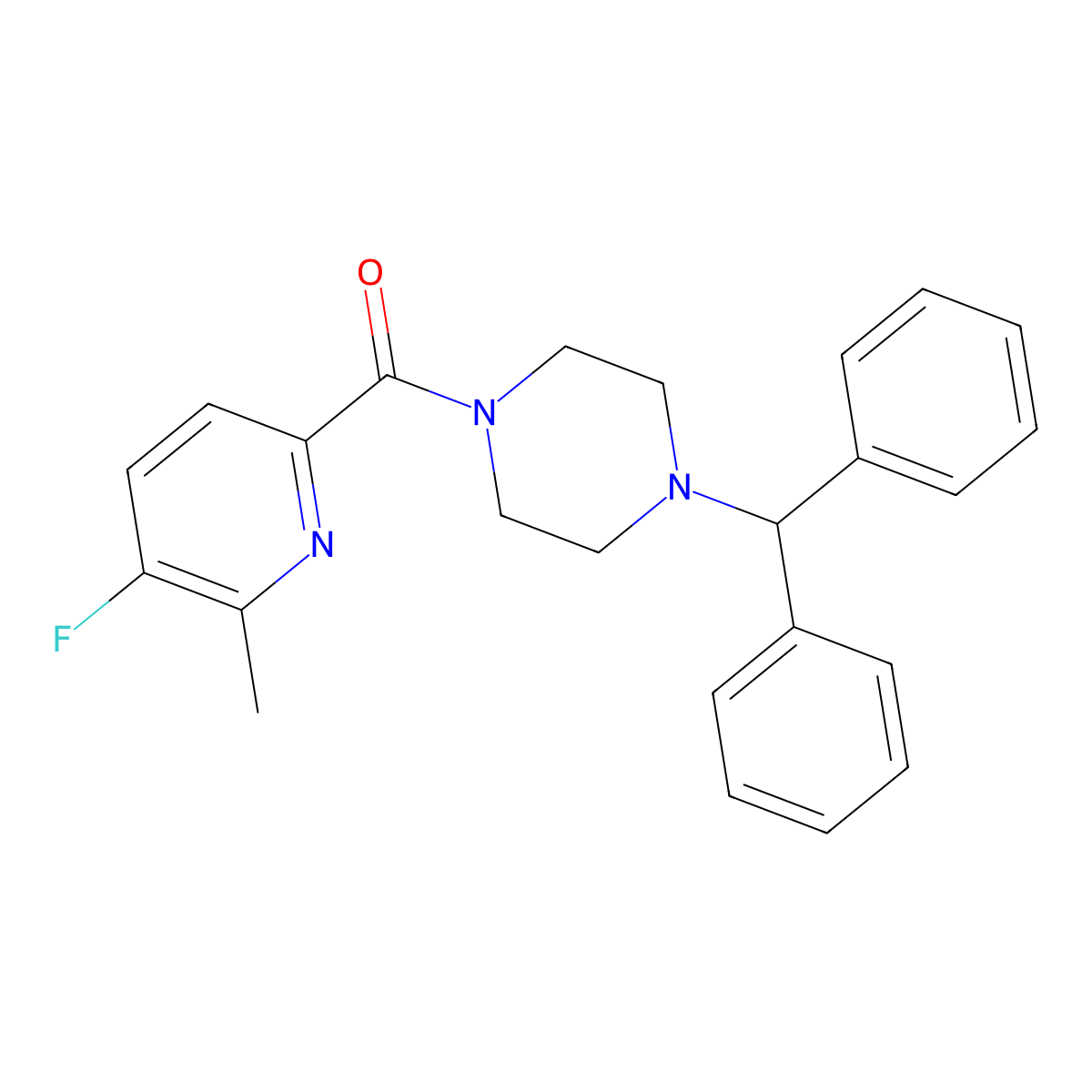 1-(Diphenylmethyl)-4-(5-fluoro-6-methylpyridine-2-carbonyl)piperazine molecular structure, CAS 2415491-46-0