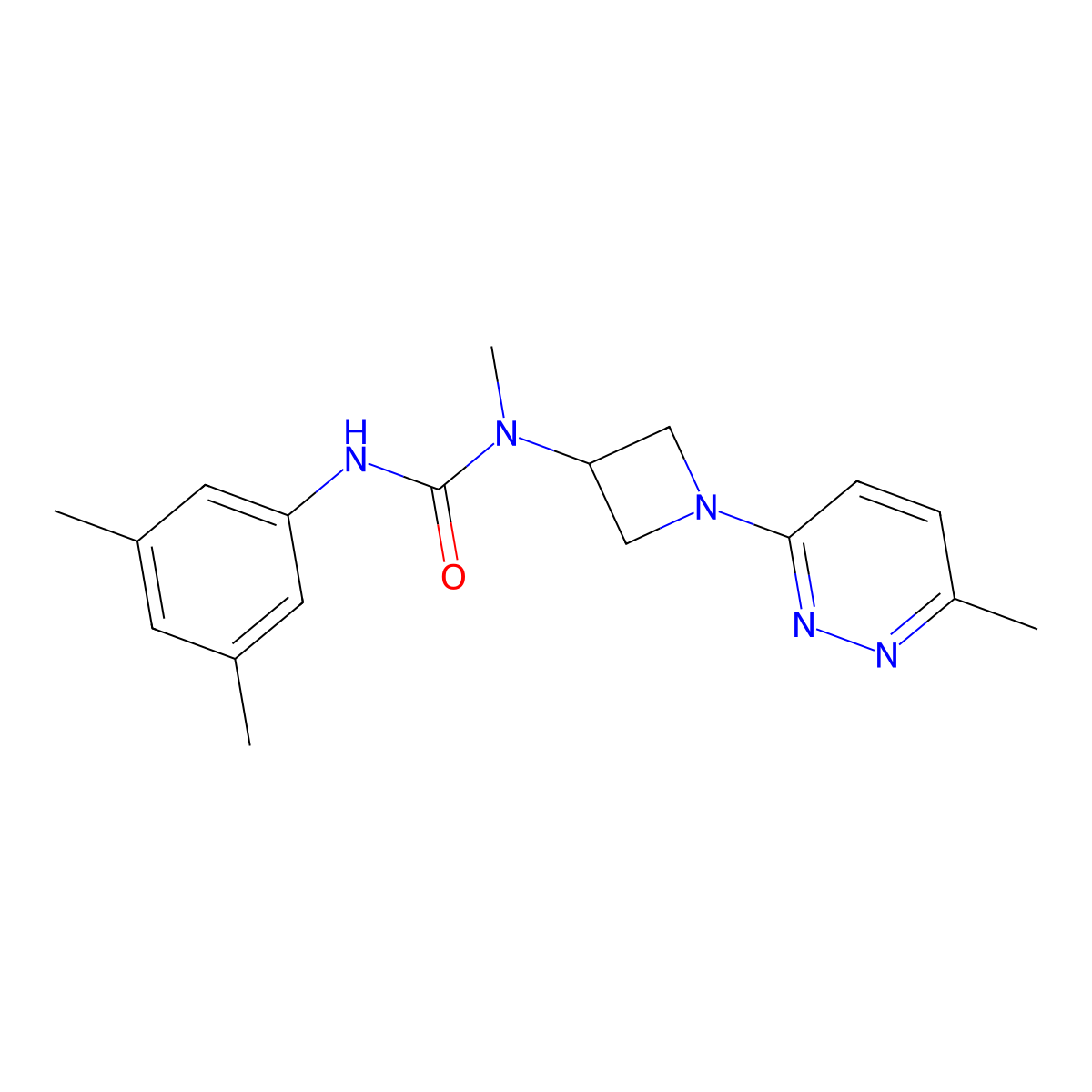 1-(3,5-Dimethylphenyl)-3-methyl-3-[1-(6-methylpyridazin-3-yl)azetidin-3-yl]urea molecular structure, CAS 2415491-50-6