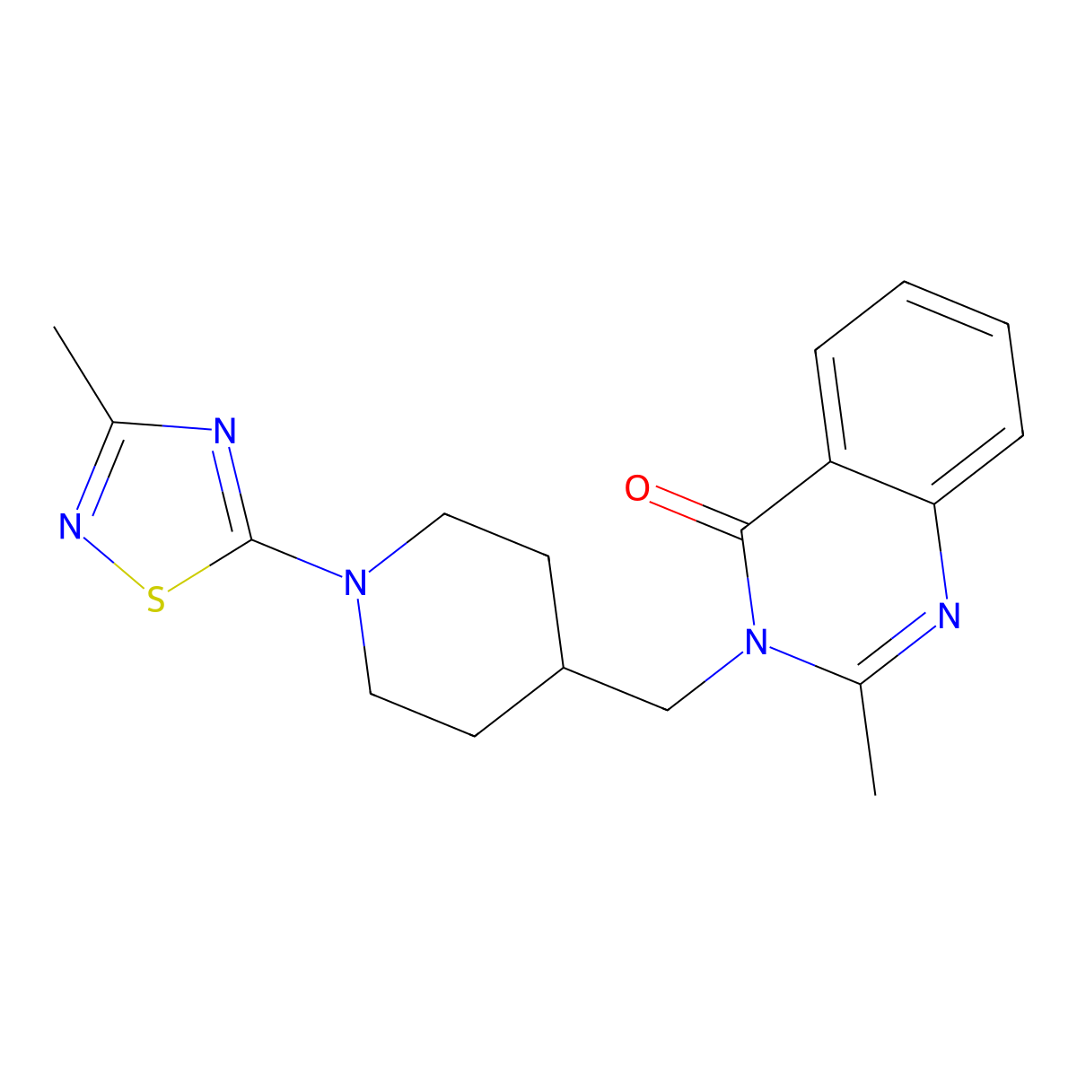 2-Methyl-3-{[1-(3-methyl-1,2,4-thiadiazol-5-yl)piperidin-4-yl]methyl}-3,4-dihydroquinazolin-4-one molecular structure, CAS 2415491-51-7