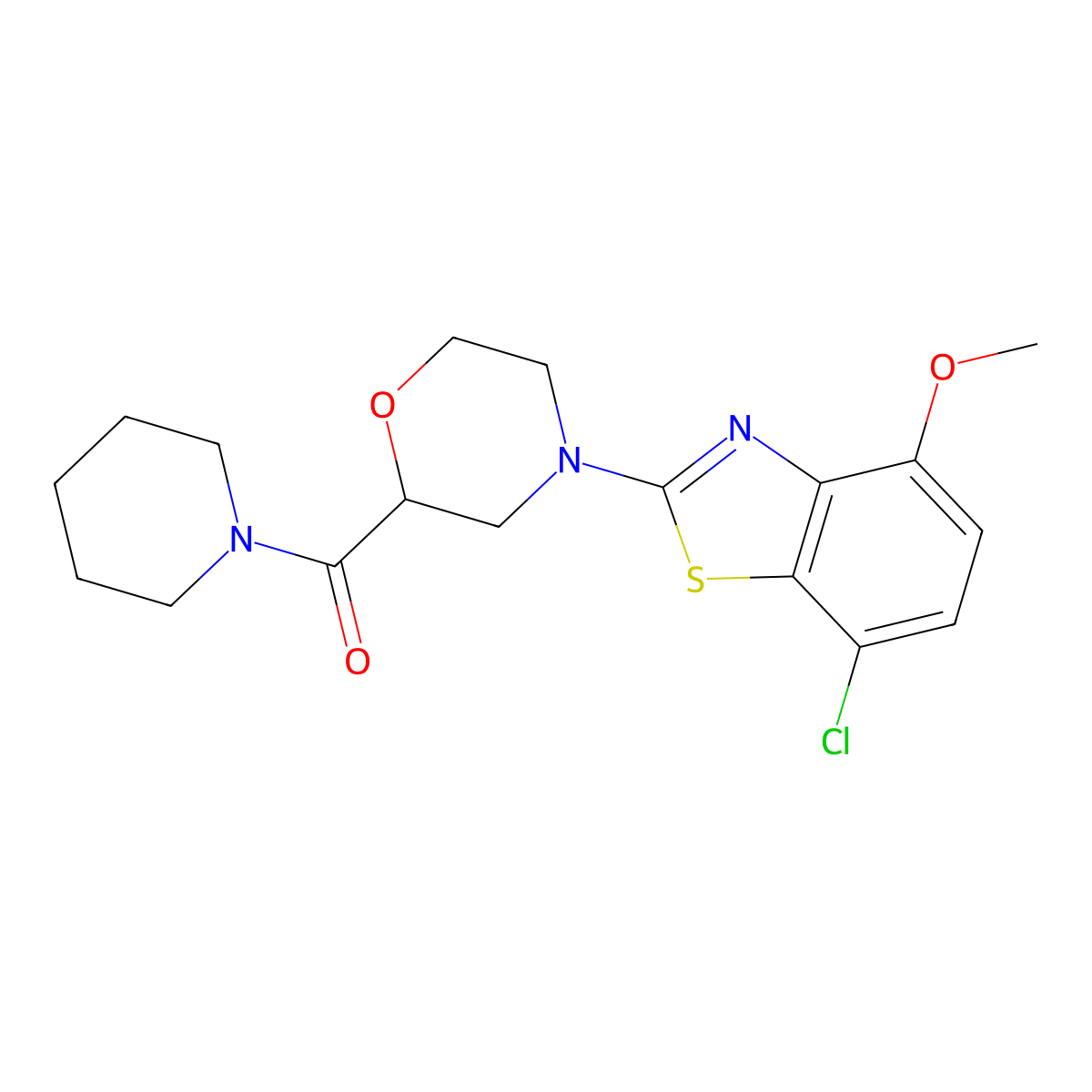 7-Chloro-4-methoxy-2-[2-(piperidine-1-carbonyl)morpholin-4-yl]-1,3-benzothiazole molecular structure, CAS 2415491-52-8