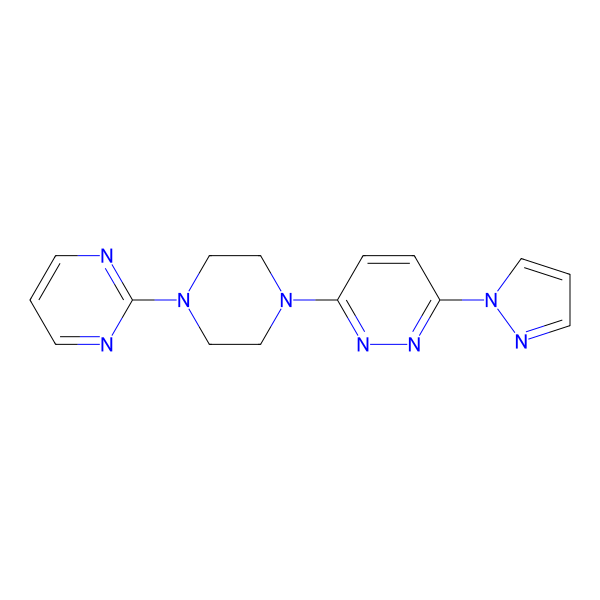 3-(1H-pyrazol-1-yl)-6-[4-(pyrimidin-2-yl)piperazin-1-yl]pyridazine molecular structure, CAS 2415491-56-2