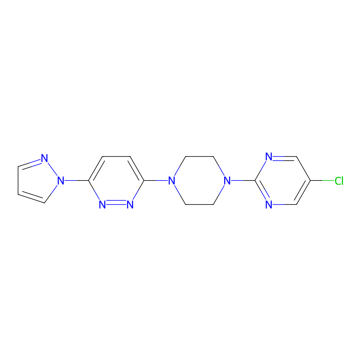 3-[4-(5-chloropyrimidin-2-yl)piperazin-1-yl]-6-(1H-pyrazol-1-yl)pyridazine molecular structure, CAS 2415491-57-3