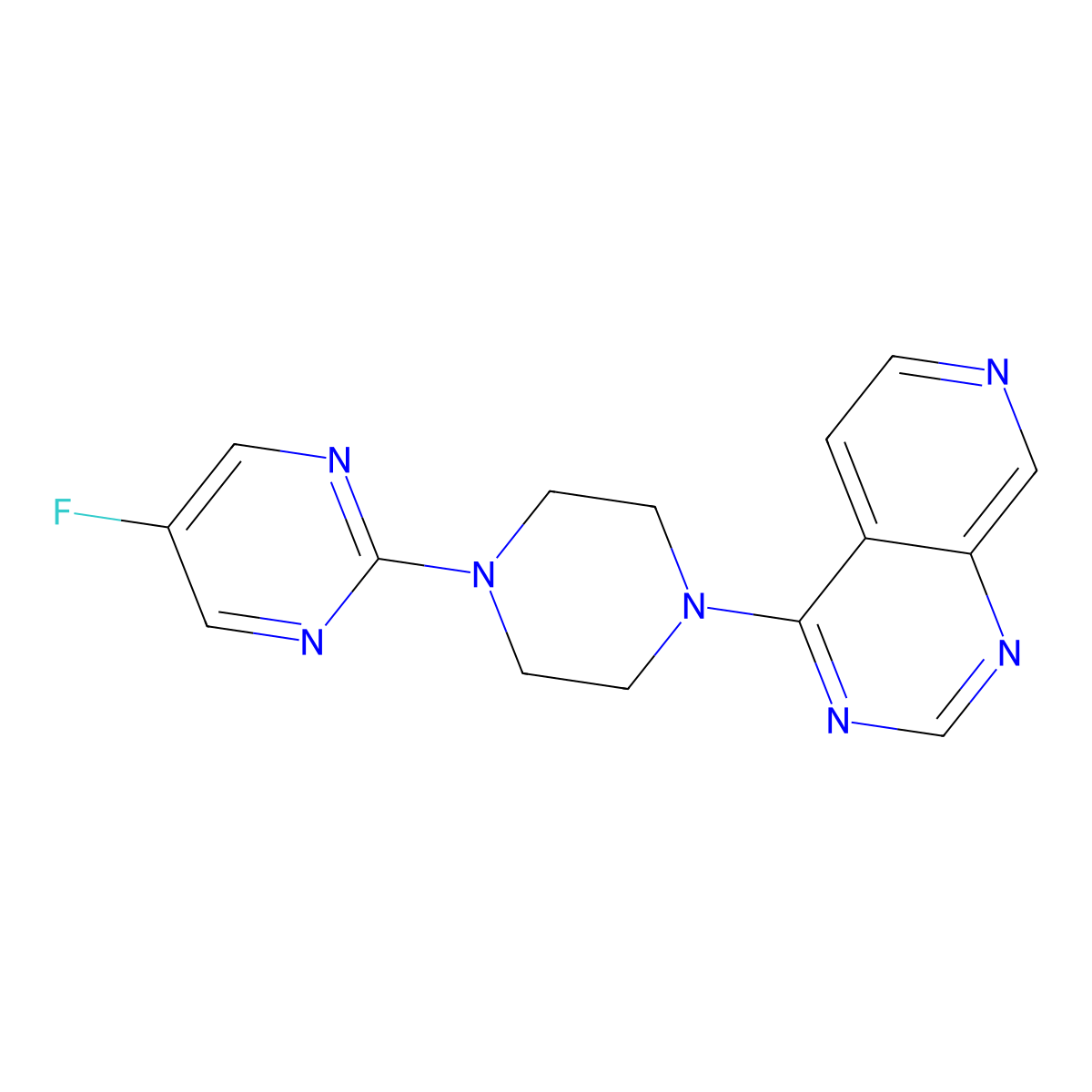 5-Fluoro-2-(4-{pyrido[3,4-d]pyrimidin-4-yl}piperazin-1-yl)pyrimidine molecular structure, CAS 2415491-58-4