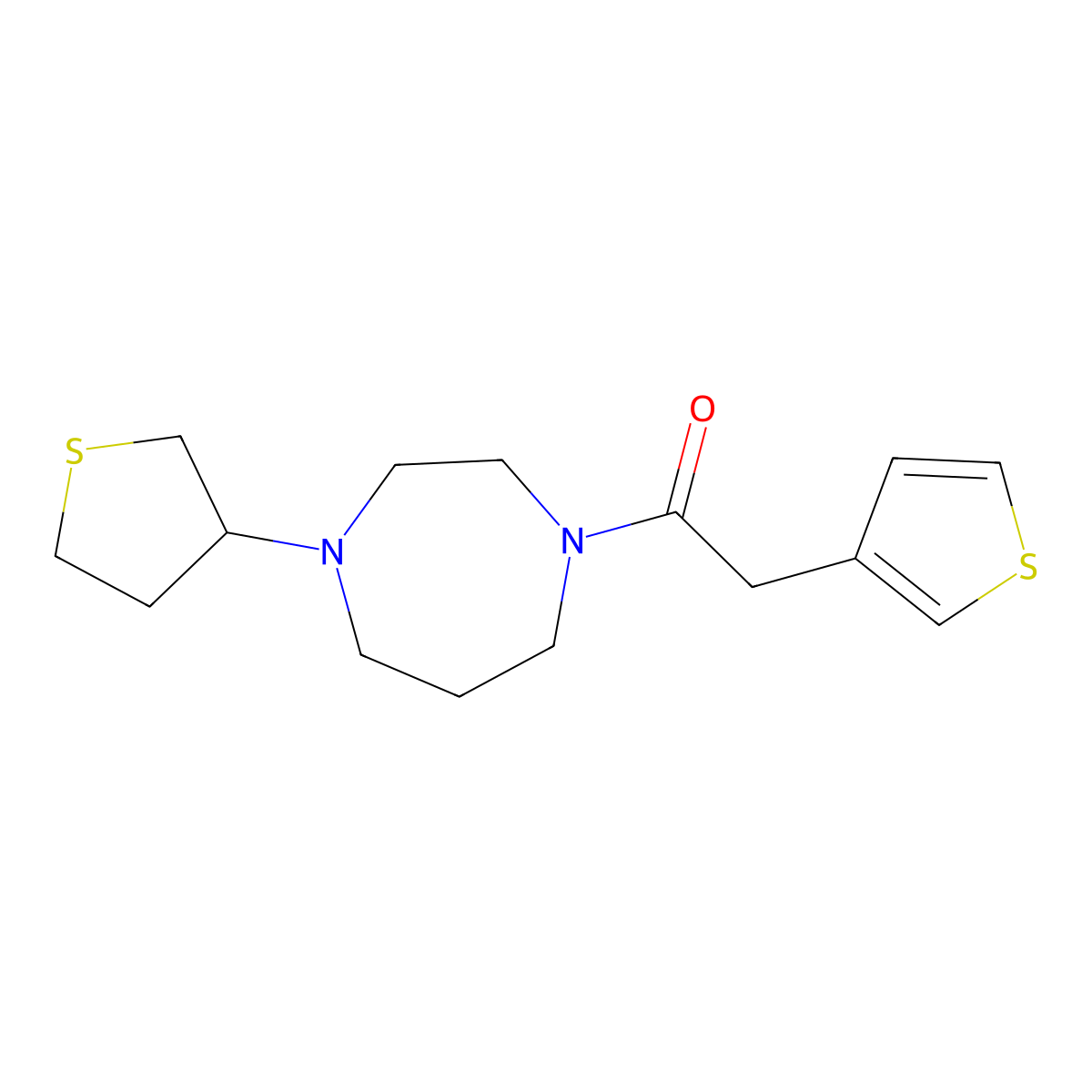 1-[4-(Thiolan-3-yl)-1,4-diazepan-1-yl]-2-(thiophen-3-yl)ethan-1-one molecular structure, CAS 2415491-59-5
