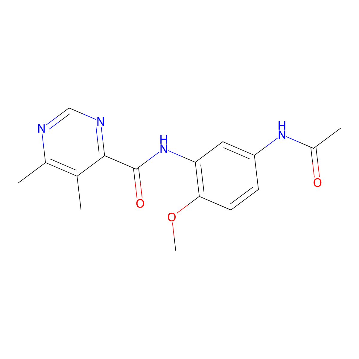 N-(5-Acetamido-2-methoxyphenyl)-5,6-dimethylpyrimidine-4-carboxamide molecular structure, CAS 2415491-61-9