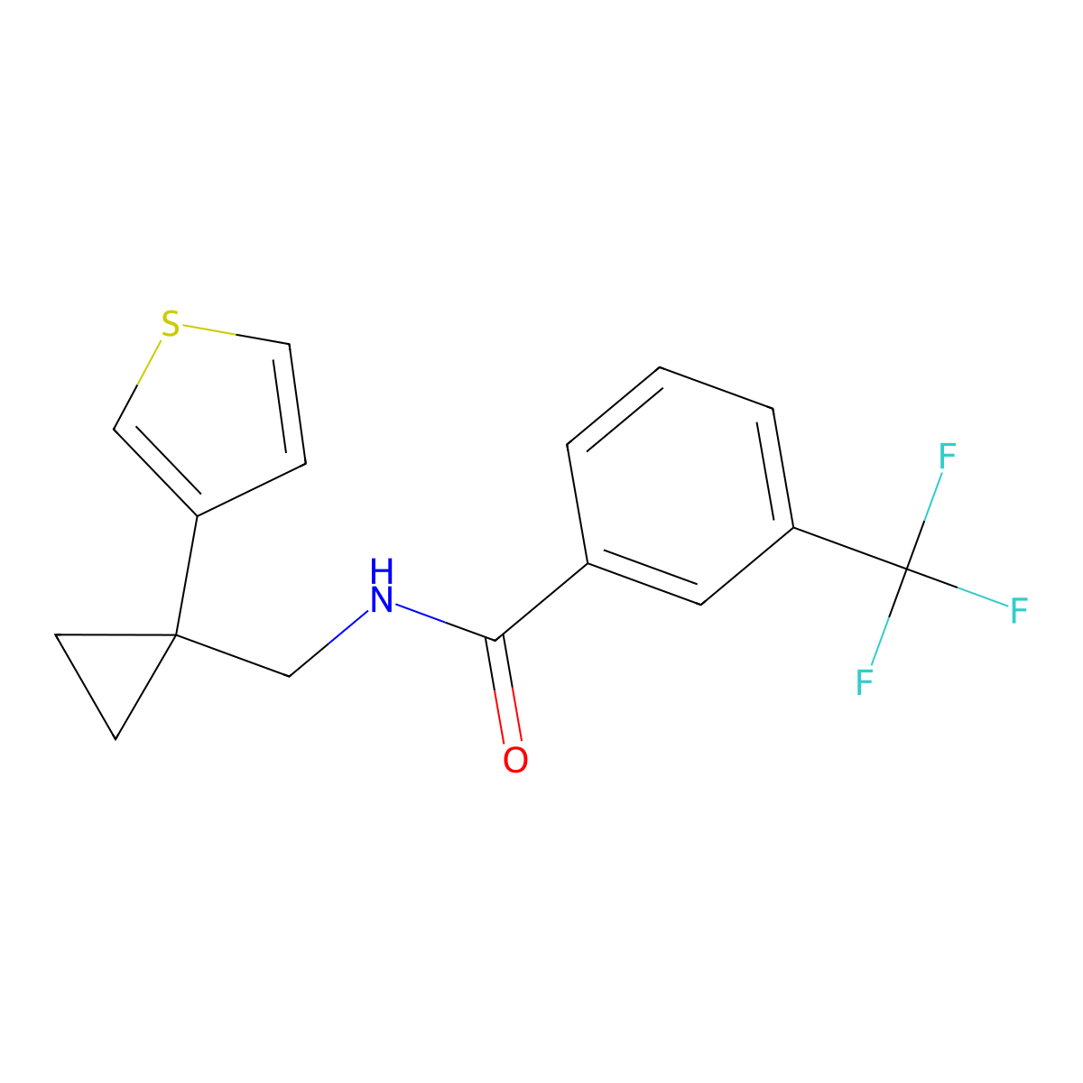N-{[1-(thiophen-3-yl)cyclopropyl]methyl}-3-(trifluoromethyl)benzamide molecular structure, CAS 2415491-62-0