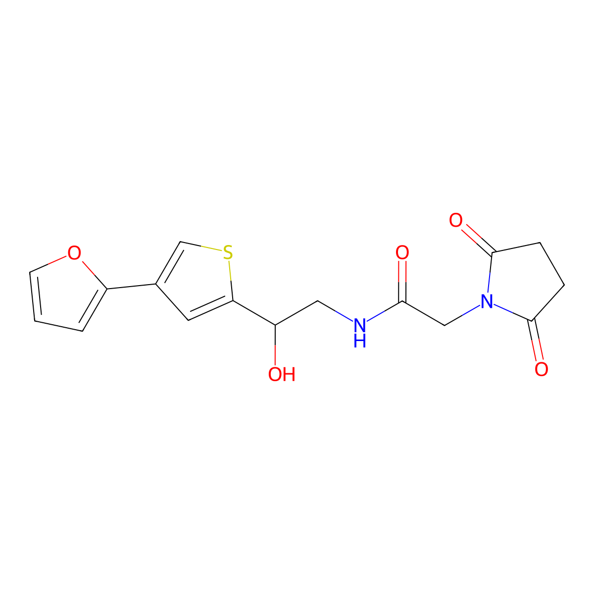 2-(2,5-dioxopyrrolidin-1-yl)-N-{2-[4-(furan-2-yl)thiophen-2-yl]-2-hydroxyethyl}acetamide molecular structure, CAS 2415491-65-3
