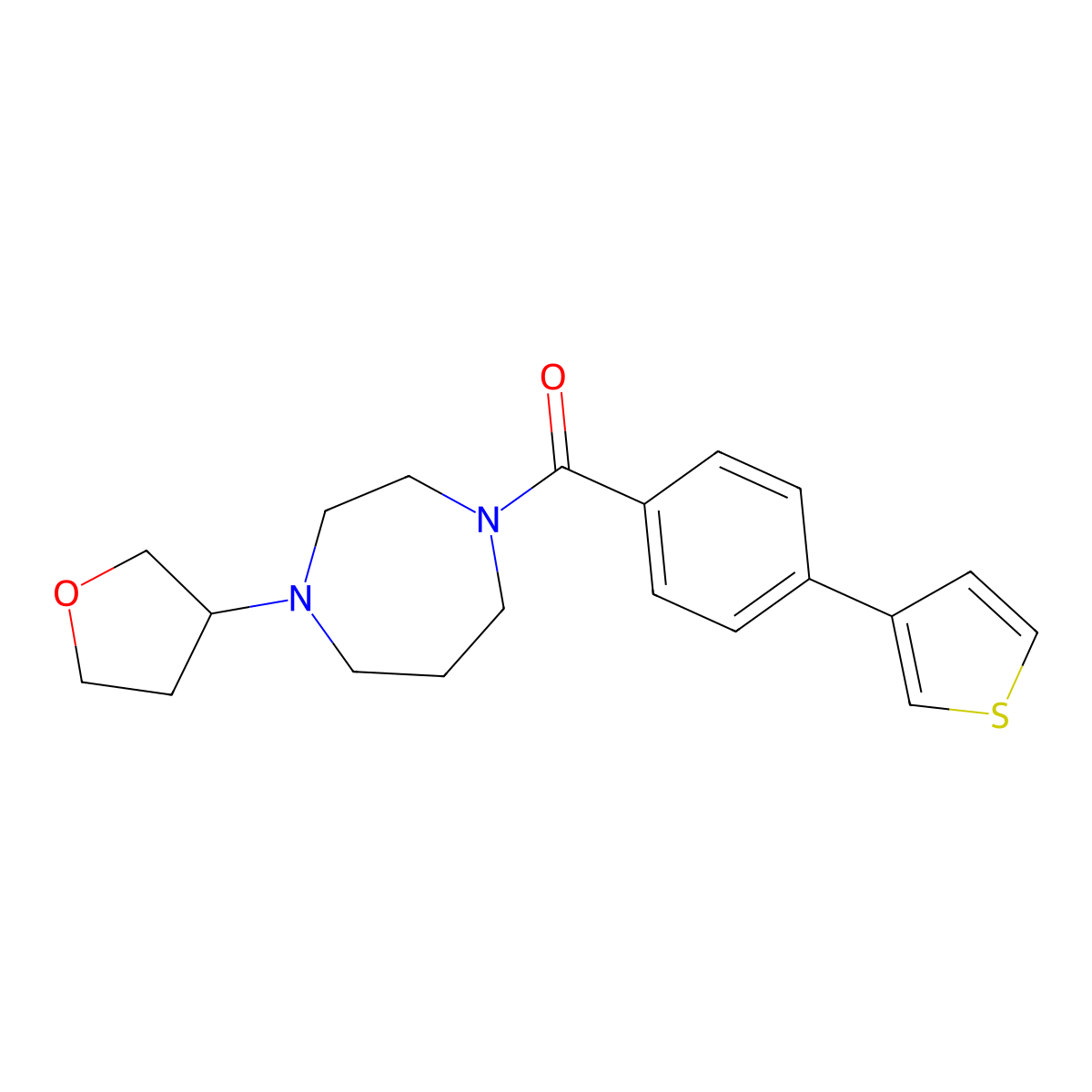 1-(Oxolan-3-yl)-4-[4-(thiophen-3-yl)benzoyl]-1,4-diazepane molecular structure, CAS 2415491-66-4