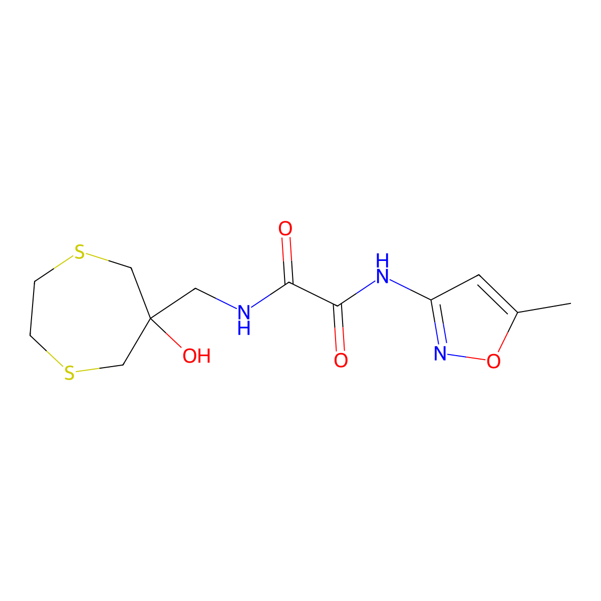 N'-[(6-hydroxy-1,4-dithiepan-6-yl)methyl]-N-(5-methyl-1,2-oxazol-3-yl)ethanediamide molecular structure, CAS 2415491-80-2