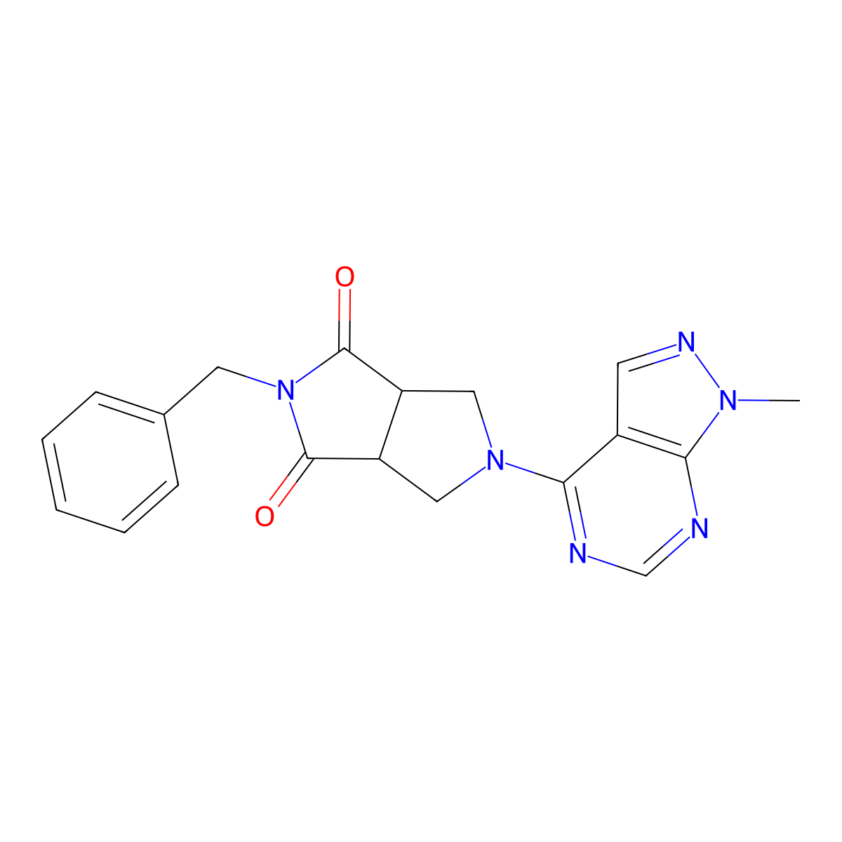 2-benzyl-5-{1-methyl-1H-pyrazolo[3,4-d]pyrimidin-4-yl}-octahydropyrrolo[3,4-c]pyrrole-1,3-dione molecular structure, CAS 2415491-88-0