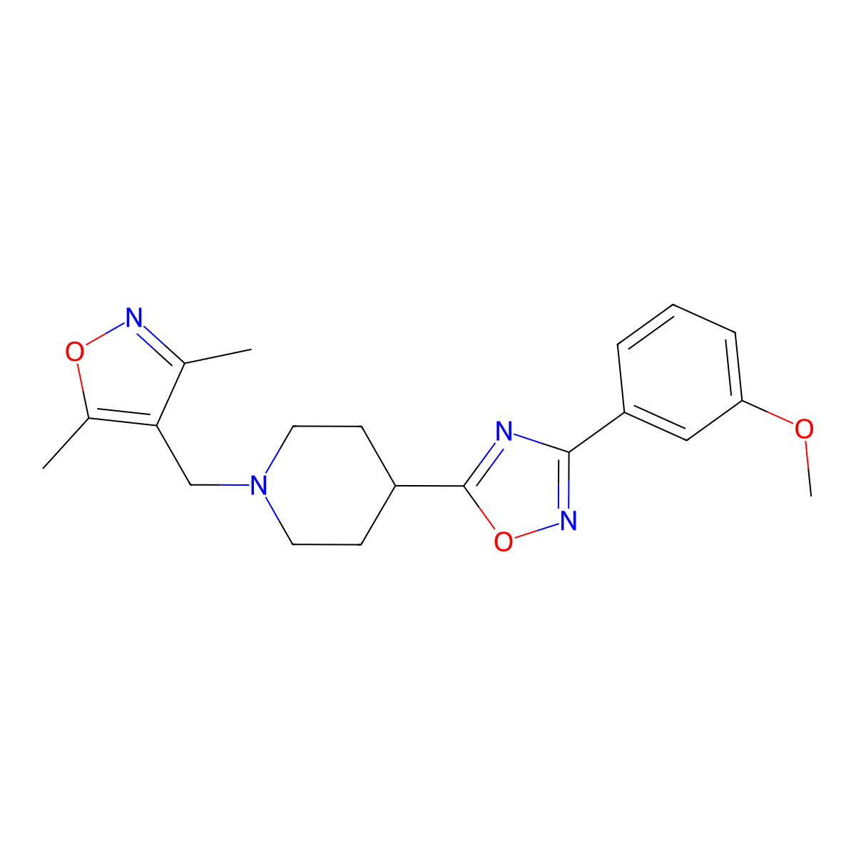 1-[(3,5-Dimethyl-1,2-oxazol-4-yl)methyl]-4-[3-(3-methoxyphenyl)-1,2,4-oxadiazol-5-yl]piperidine molecular structure, CAS 2415491-91-5