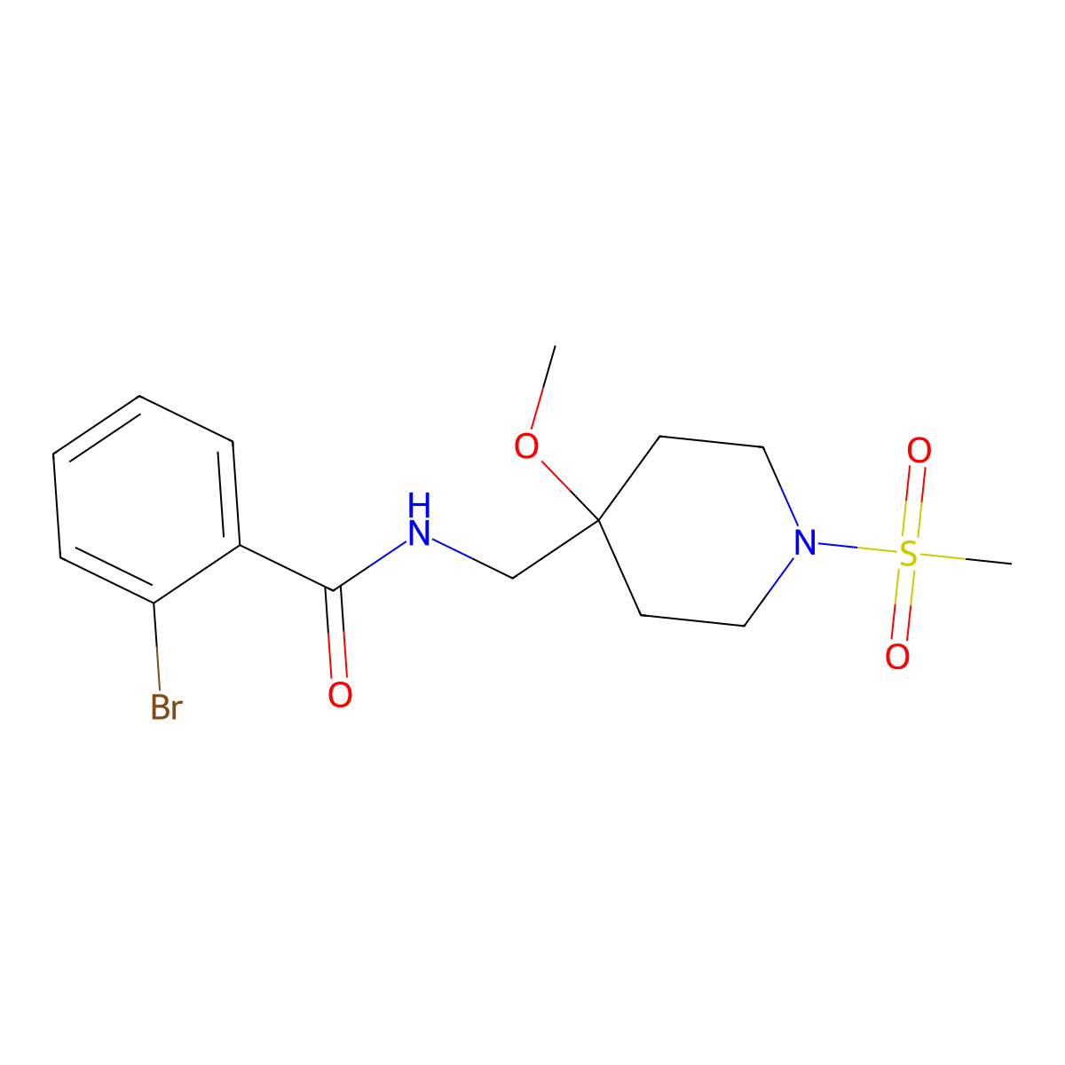 2-bromo-N-[(1-methanesulfonyl-4-methoxypiperidin-4-yl)methyl]benzamide molecular structure, CAS 2415491-98-2