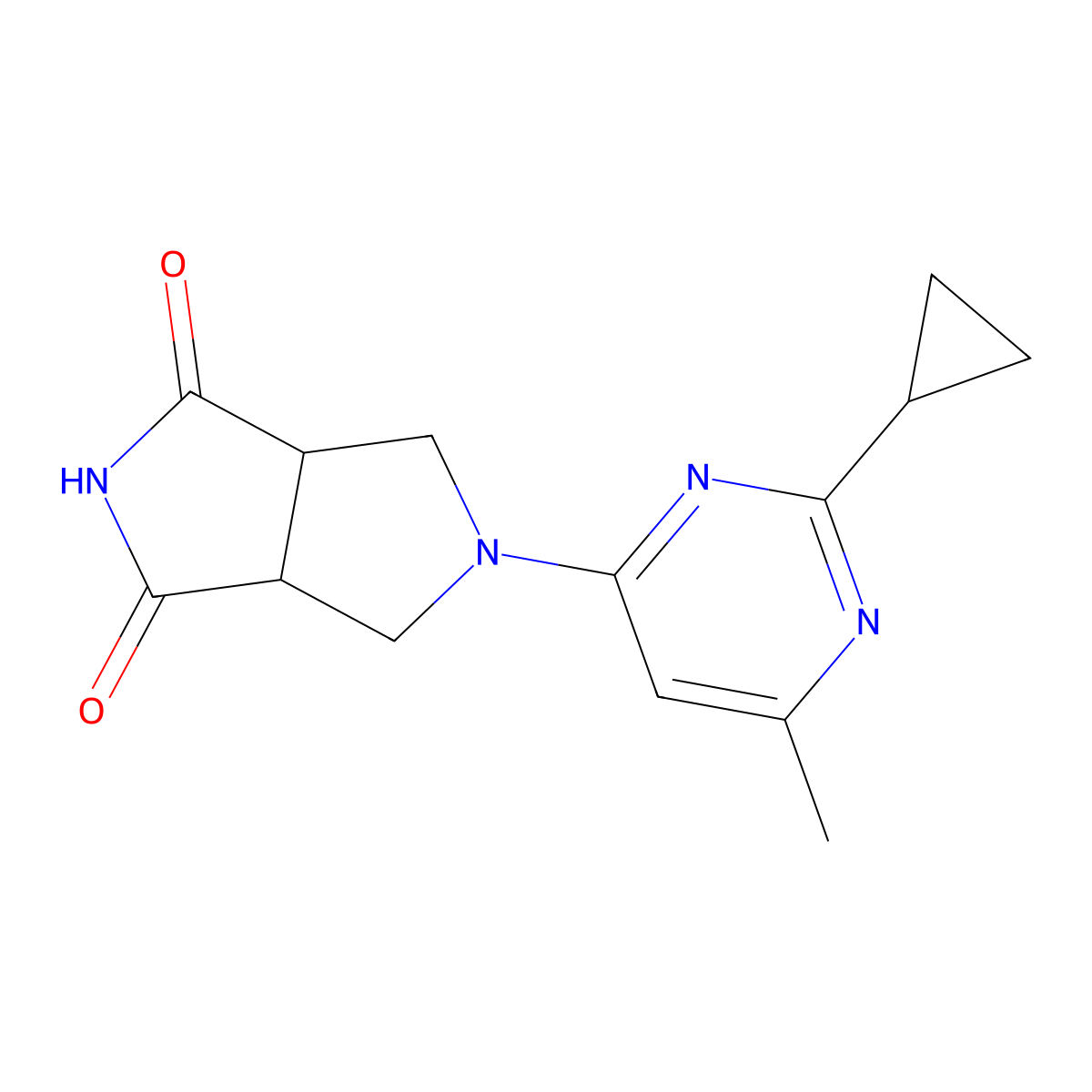 5-(2-Cyclopropyl-6-methylpyrimidin-4-yl)-octahydropyrrolo[3,4-c]pyrrole-1,3-dione molecular structure, CAS 2415491-99-3