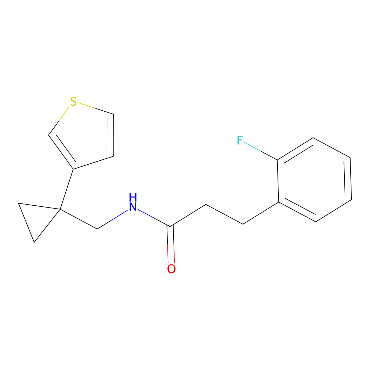 3-(2-fluorophenyl)-N-{[1-(thiophen-3-yl)cyclopropyl]methyl}propanamide molecular structure, CAS 2415492-01-0