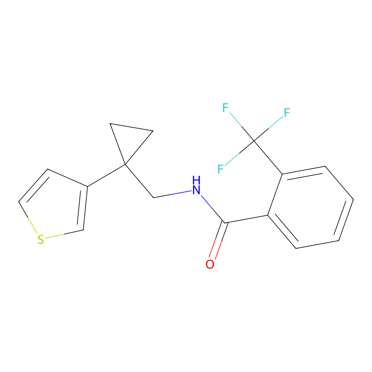 N-{[1-(thiophen-3-yl)cyclopropyl]methyl}-2-(trifluoromethyl)benzamide molecular structure, CAS 2415492-06-5