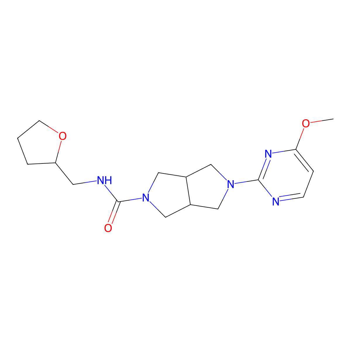 5-(4-methoxypyrimidin-2-yl)-N-[(oxolan-2-yl)methyl]-octahydropyrrolo[3,4-c]pyrrole-2-carboxamide molecular structure, CAS 2415492-14-5