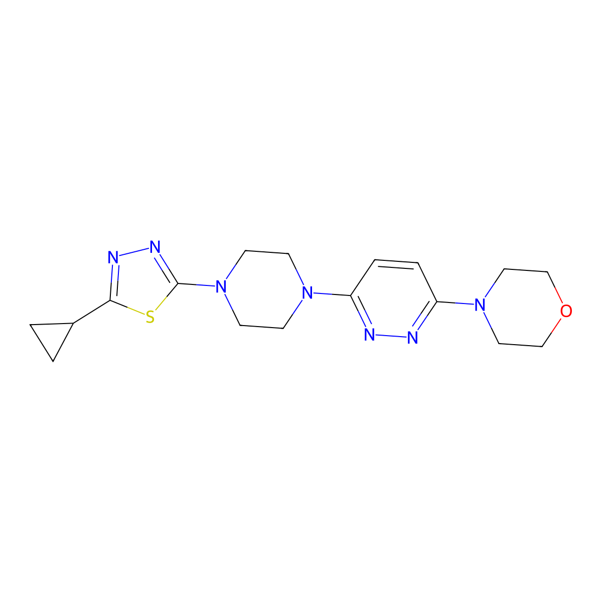 4-{6-[4-(5-Cyclopropyl-1,3,4-thiadiazol-2-yl)piperazin-1-yl]pyridazin-3-yl}morpholine molecular structure, CAS 2415492-18-9
