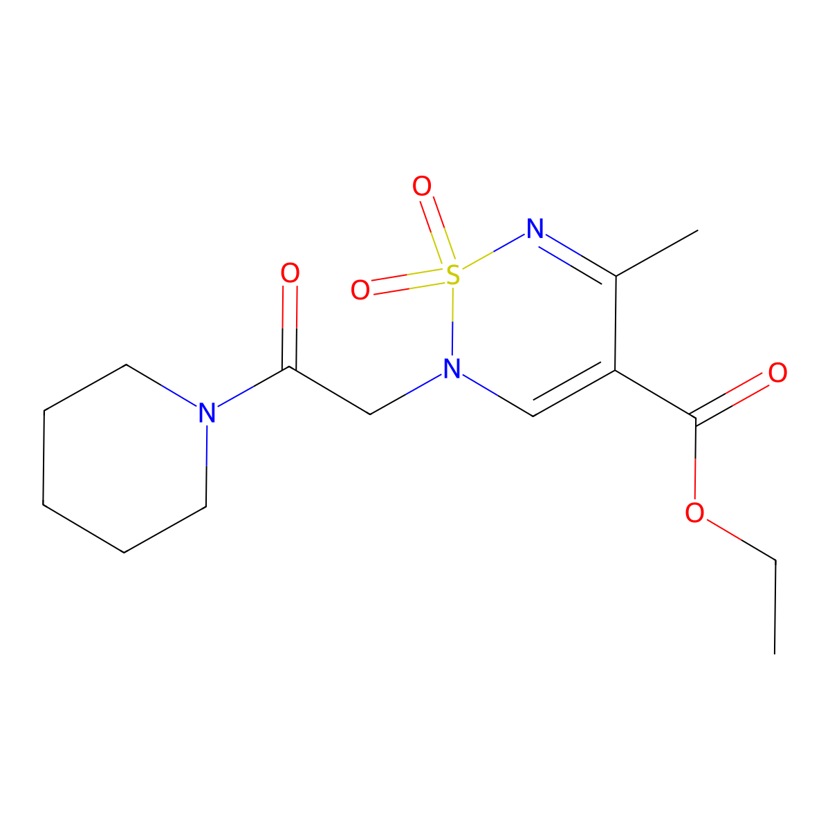 ethyl 5-methyl-1,1-dioxo-2-[2-oxo-2-(piperidin-1-yl)ethyl]-2H-1lambda6,2,6-thiadiazine-4-carboxylate molecular structure, CAS 2415499-35-1