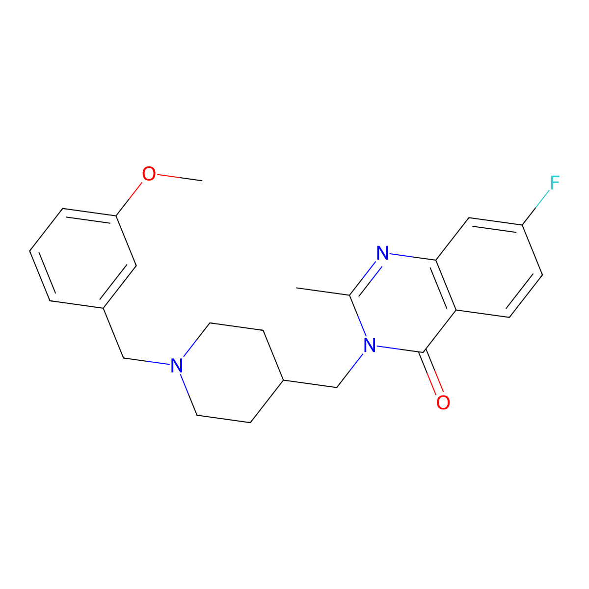 7-Fluoro-3-({1-[(3-methoxyphenyl)methyl]piperidin-4-yl}methyl)-2-methyl-3,4-dihydroquinazolin-4-one molecular structure, CAS 2415499-43-1