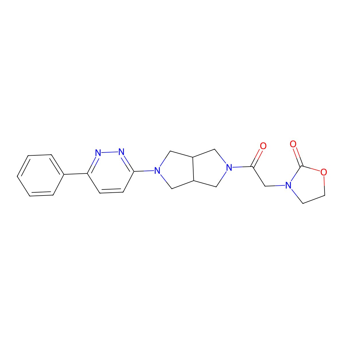 3-{2-Oxo-2-[5-(6-phenylpyridazin-3-yl)-octahydropyrrolo[3,4-c]pyrrol-2-yl]ethyl}-1,3-oxazolidin-2-one molecular structure, CAS 2415499-44-2