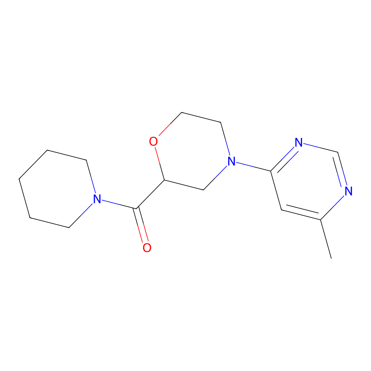 4-(6-Methylpyrimidin-4-yl)-2-(piperidine-1-carbonyl)morpholine molecular structure, CAS 2415499-54-4