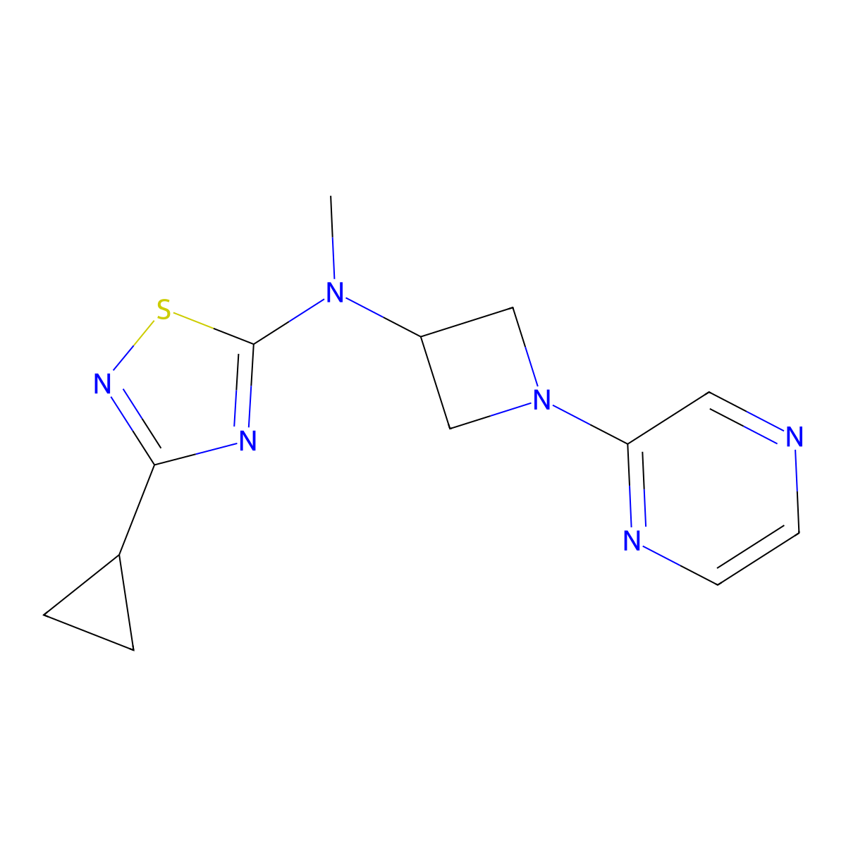 3-cyclopropyl-N-methyl-N-[1-(pyrazin-2-yl)azetidin-3-yl]-1,2,4-thiadiazol-5-amine molecular structure, CAS 2415499-57-7
