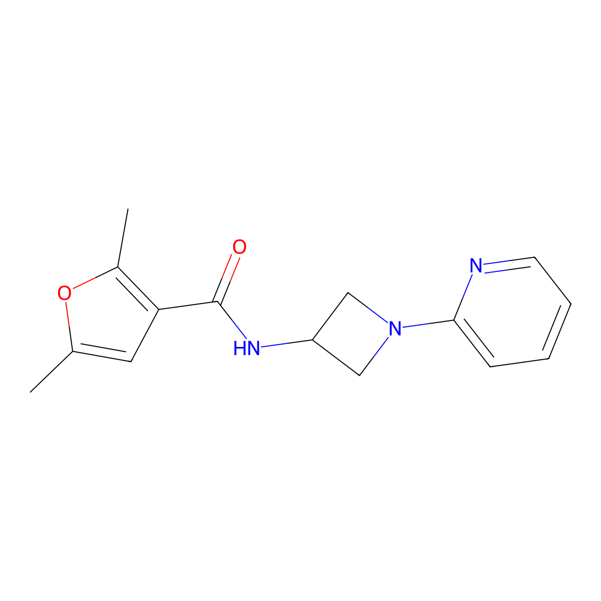 2,5-dimethyl-N-[1-(pyridin-2-yl)azetidin-3-yl]furan-3-carboxamide molecular structure, CAS 2415499-63-5