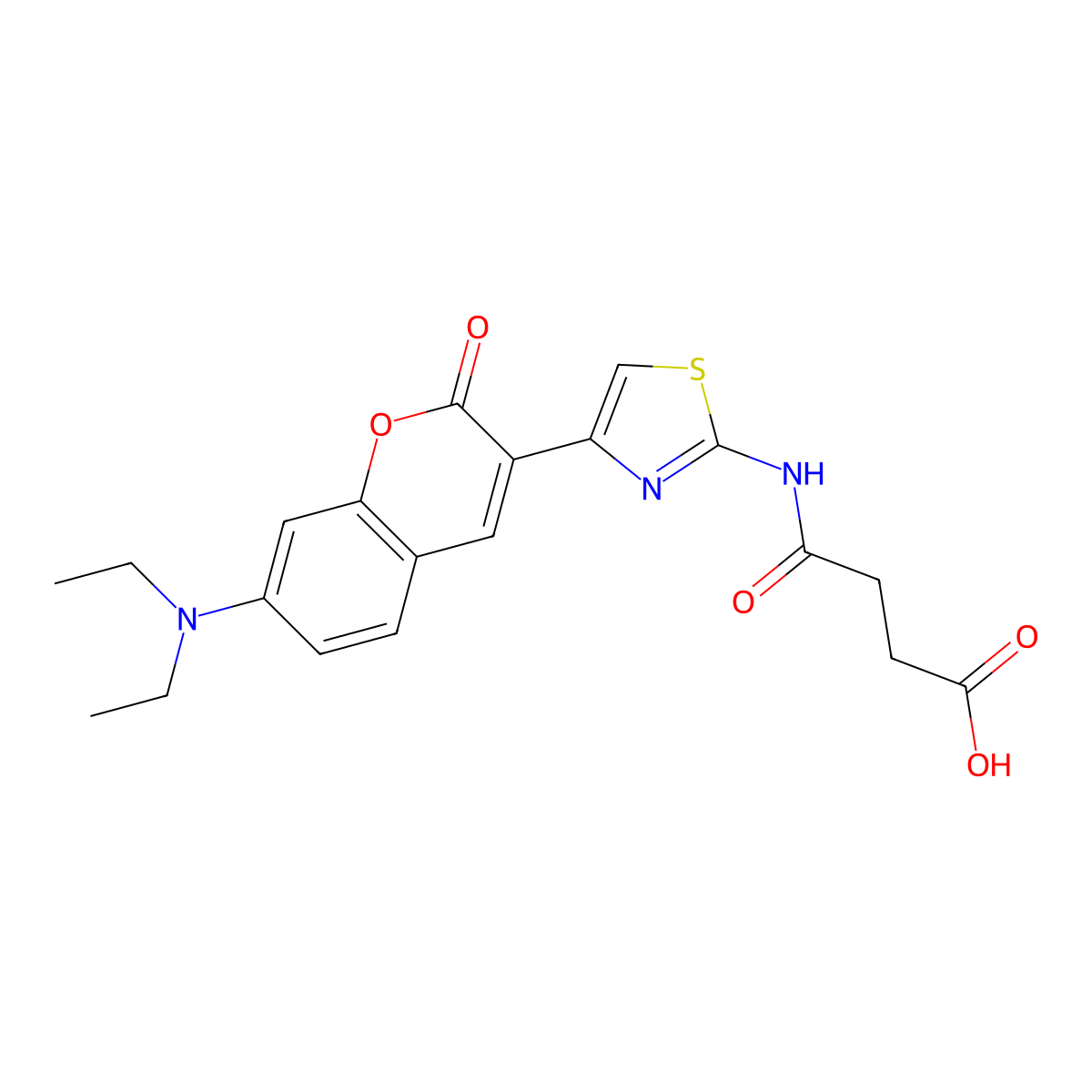 3-({4-[7-(diethylamino)-2-oxo-2H-chromen-3-yl]-1,3-thiazol-2-yl}carbamoyl)propanoic acid molecular structure, CAS 2415499-72-6
