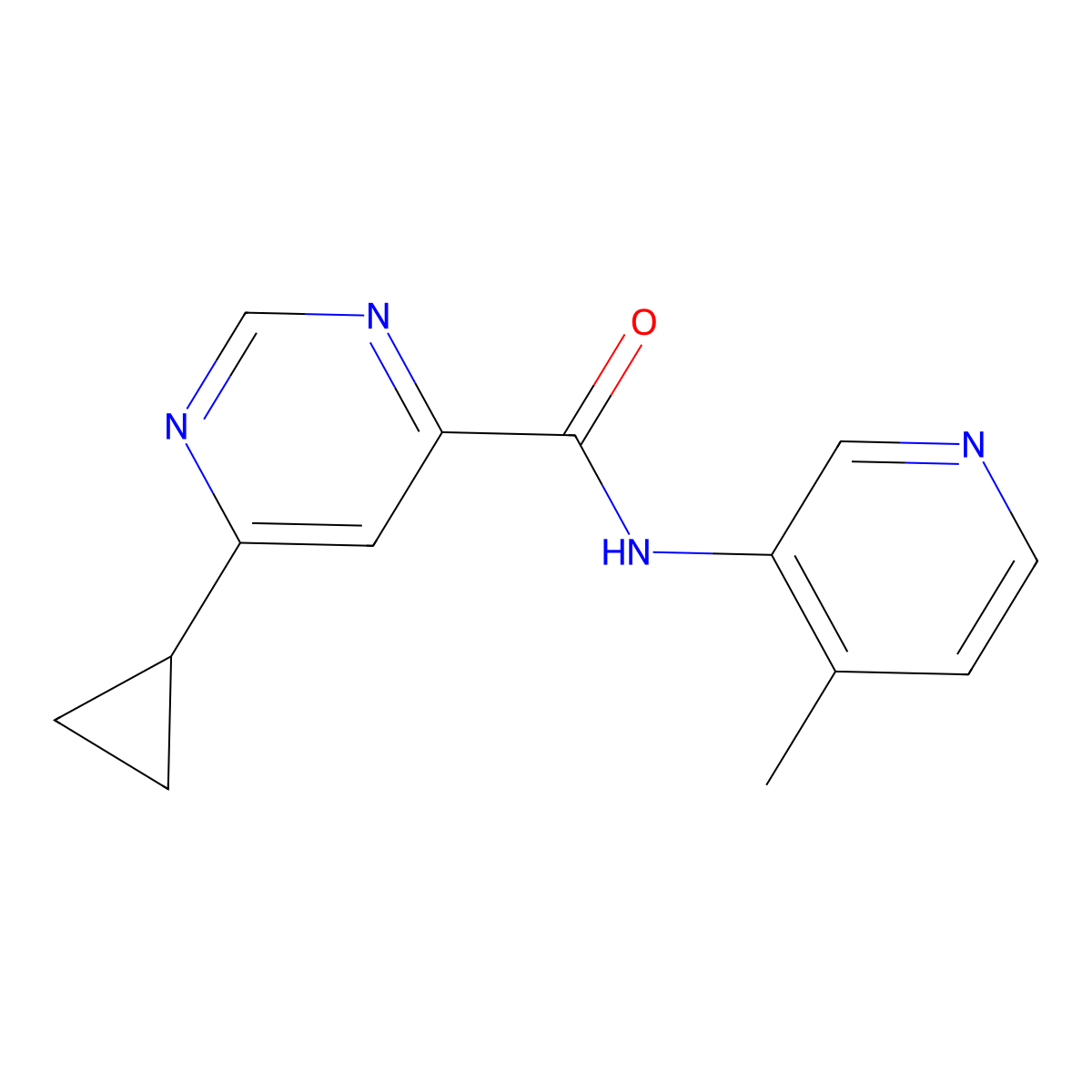 6-Cyclopropyl-N-(4-methylpyridin-3-yl)pyrimidine-4-carboxamide molecular structure, CAS 2415499-80-6