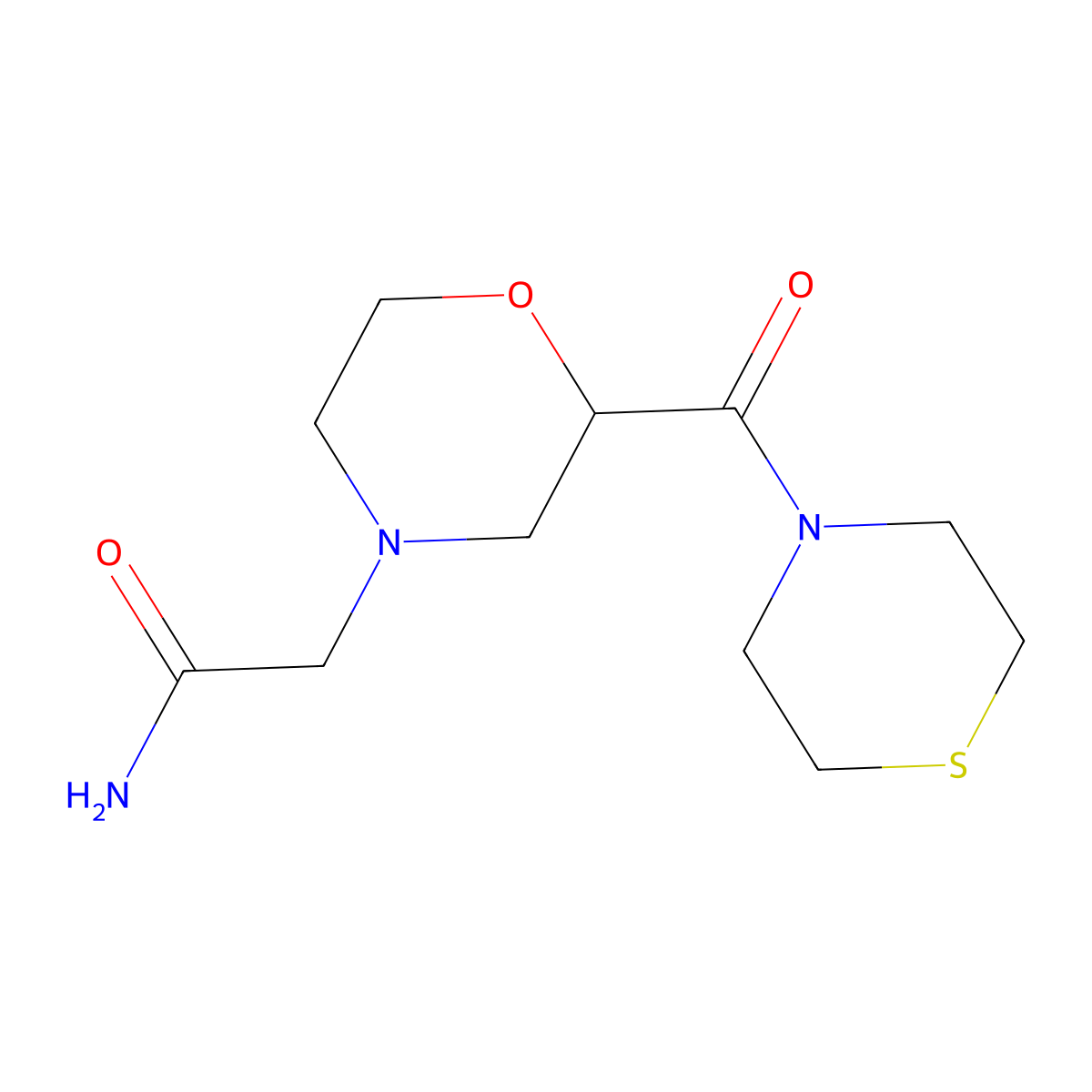 2-[2-(Thiomorpholine-4-carbonyl)morpholin-4-yl]acetamide molecular structure, CAS 2415499-87-3
