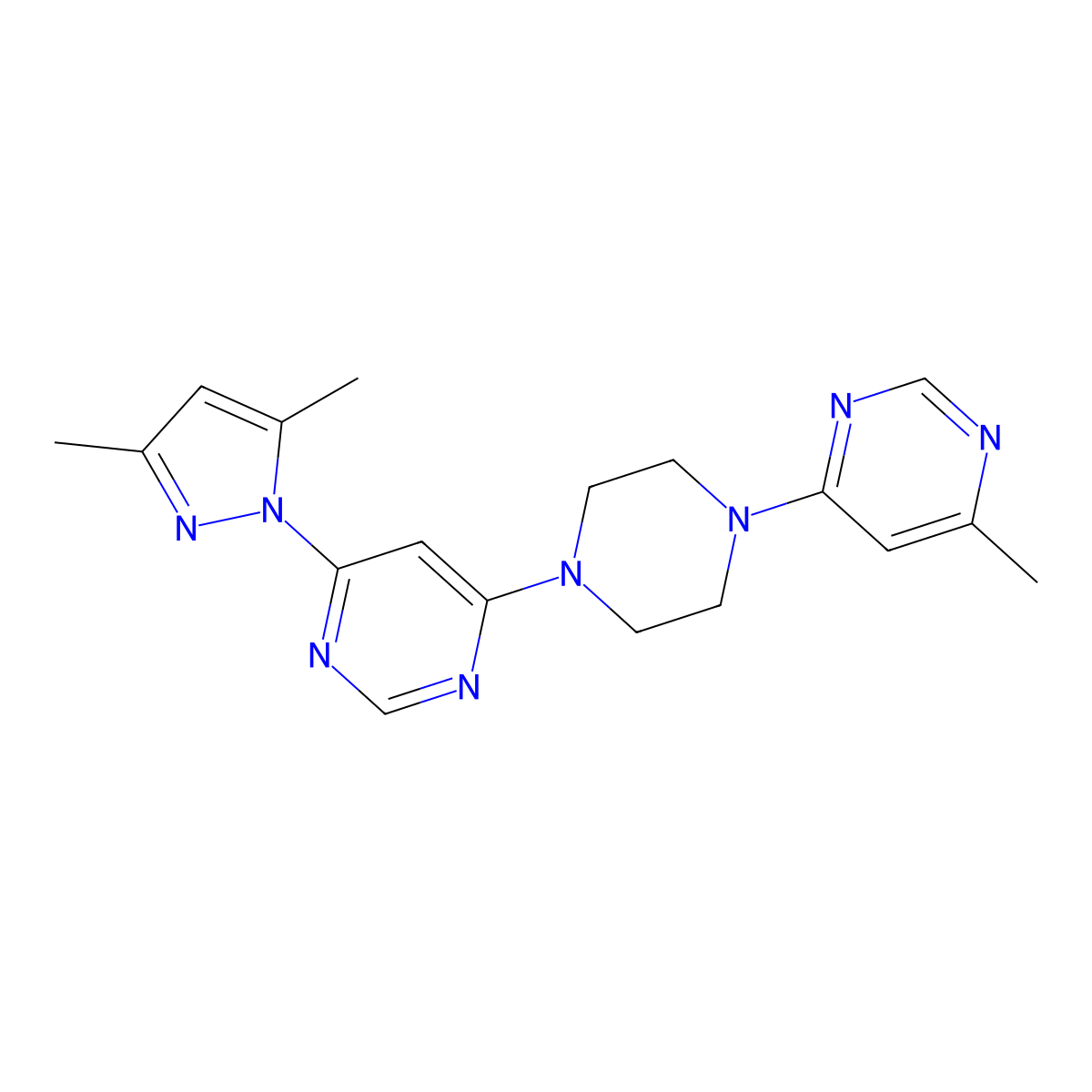 4-(3,5-dimethyl-1H-pyrazol-1-yl)-6-[4-(6-methylpyrimidin-4-yl)piperazin-1-yl]pyrimidine molecular structure, CAS 2415499-89-5