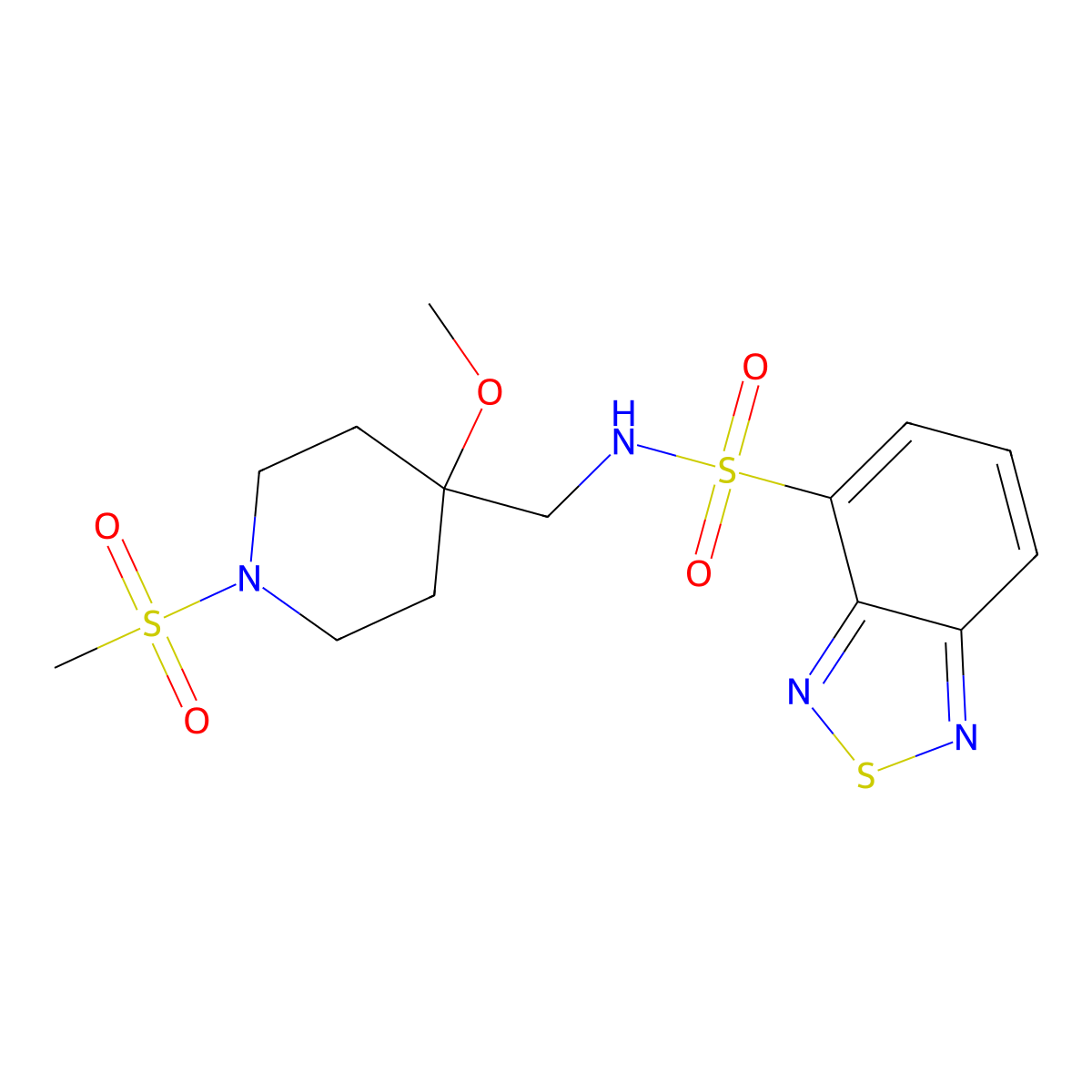 N-[(1-methanesulfonyl-4-methoxypiperidin-4-yl)methyl]-2,1,3-benzothiadiazole-4-sulfonamide molecular structure, CAS 2415499-92-0