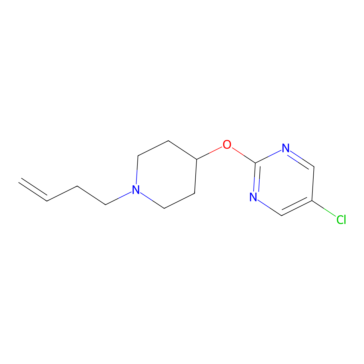 2-{[1-(But-3-en-1-yl)piperidin-4-yl]oxy}-5-chloropyrimidine molecular structure, CAS 2415499-96-4
