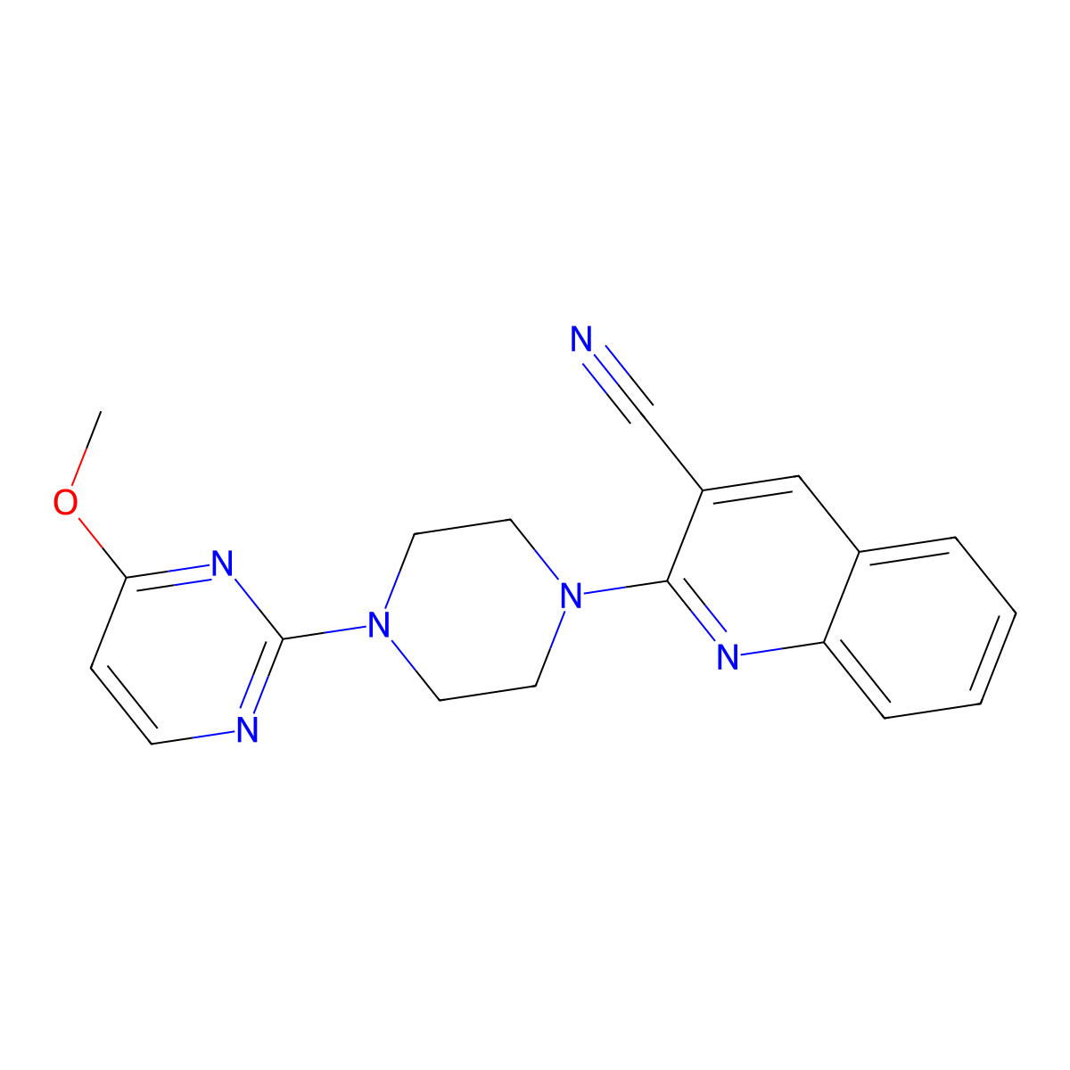 2-[4-(4-Methoxypyrimidin-2-yl)piperazin-1-yl]quinoline-3-carbonitrile molecular structure, CAS 2415499-99-7
