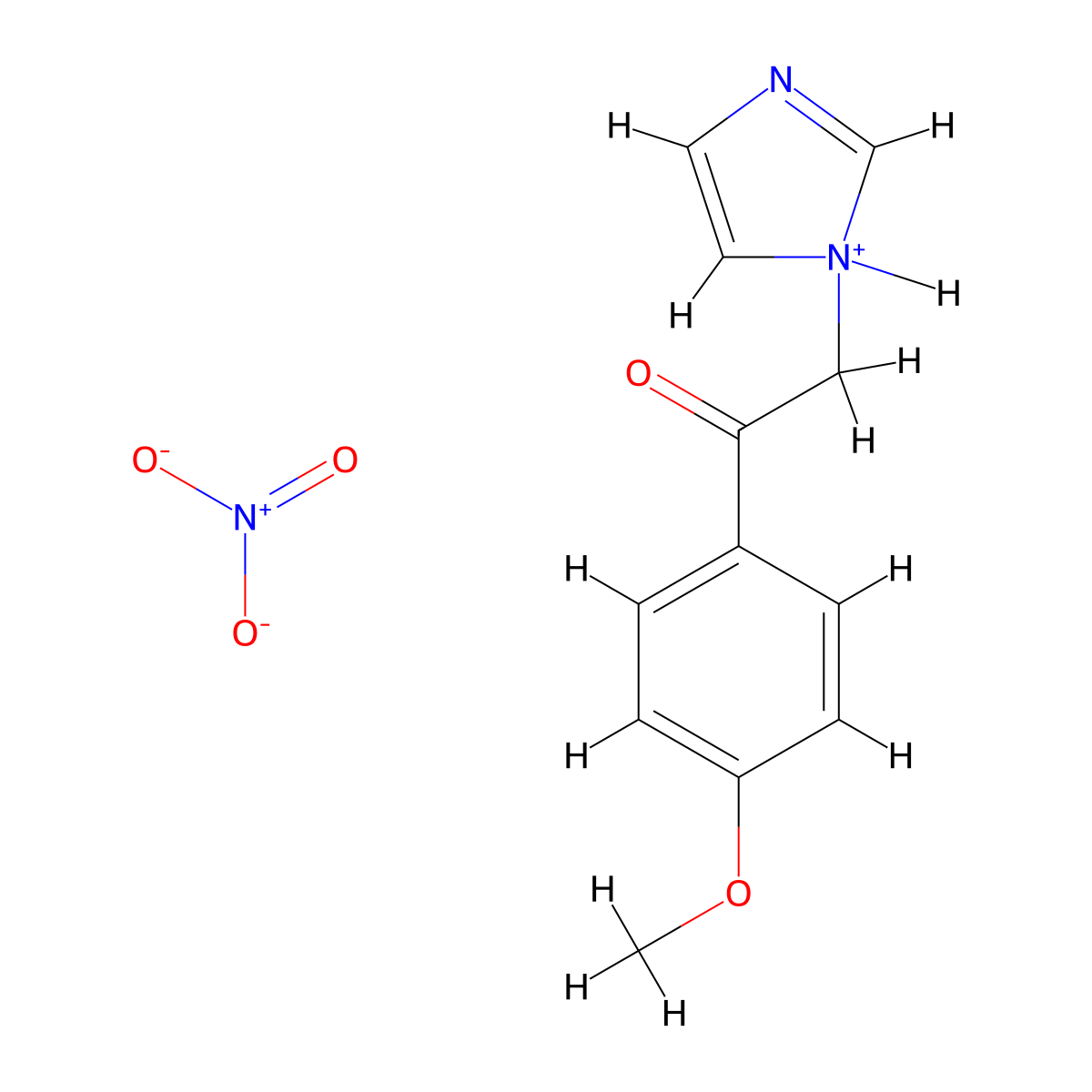 Acetophenone, 2-(1-imidazolyl)-4'-methoxy-, nitrate molecular structure, CAS 24155-39-3