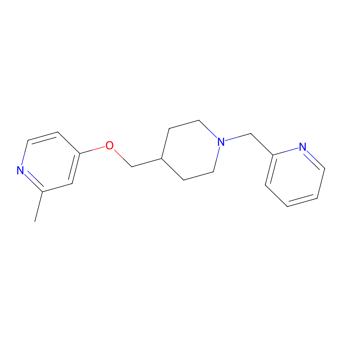 2-Methyl-4-({1-[(pyridin-2-yl)methyl]piperidin-4-yl}methoxy)pyridine molecular structure, CAS 2415500-00-2