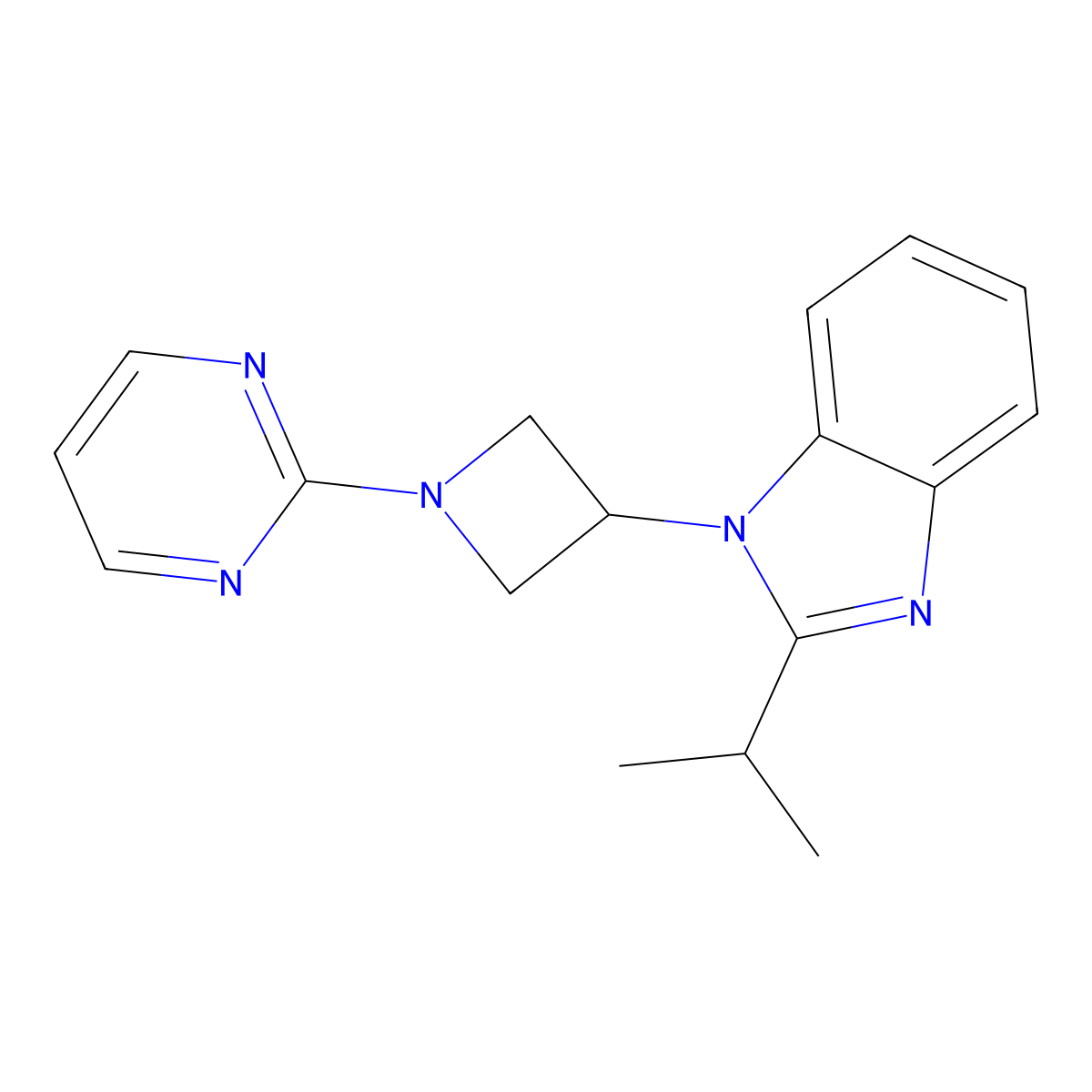 2-(propan-2-yl)-1-[1-(pyrimidin-2-yl)azetidin-3-yl]-1H-1,3-benzodiazole molecular structure, CAS 2415500-01-3