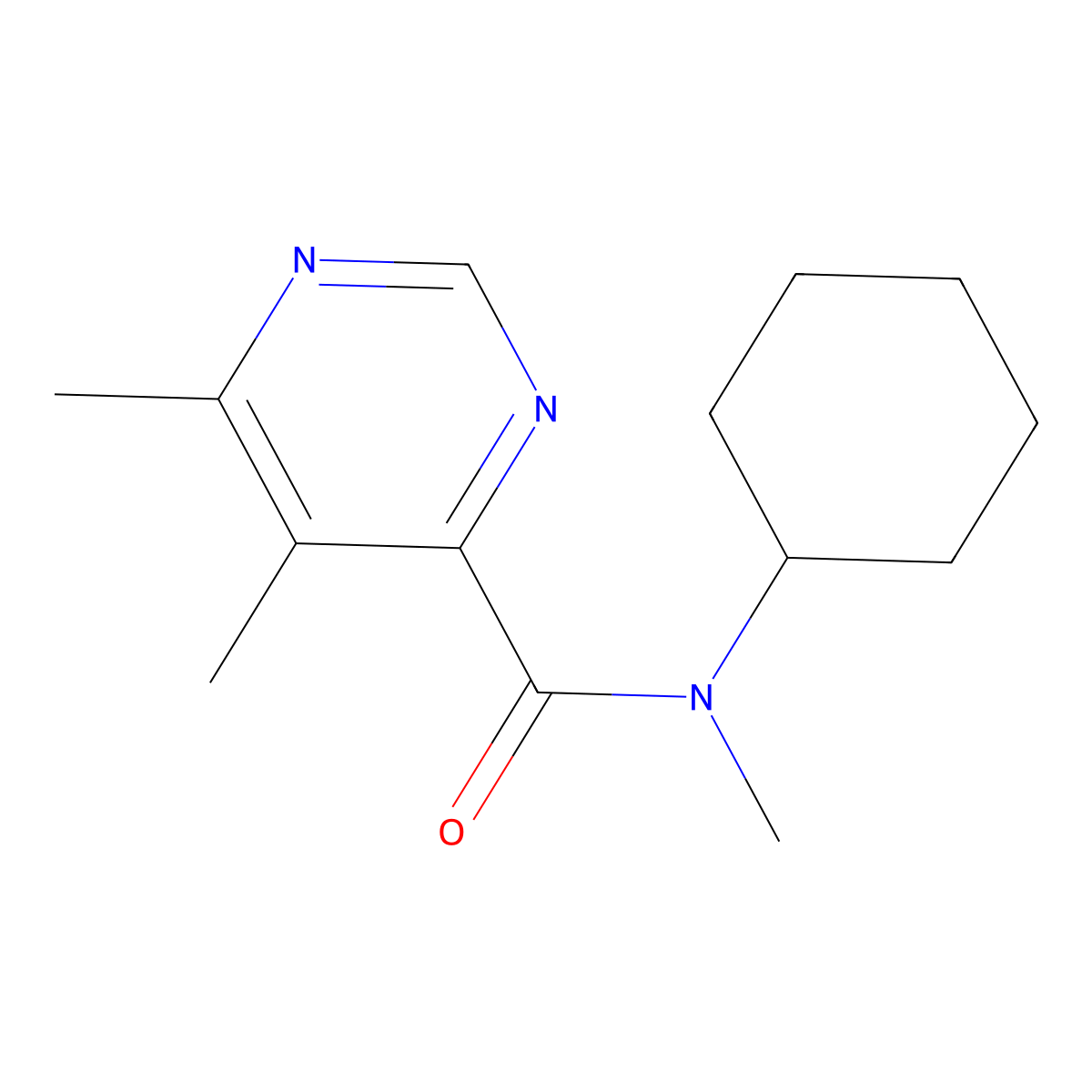 N-Cyclohexyl-N,5,6-trimethylpyrimidine-4-carboxamide molecular structure, CAS 2415500-02-4