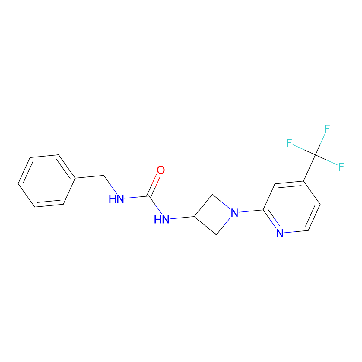 1-Benzyl-3-{1-[4-(trifluoromethyl)pyridin-2-yl]azetidin-3-yl}urea molecular structure, CAS 2415500-03-5