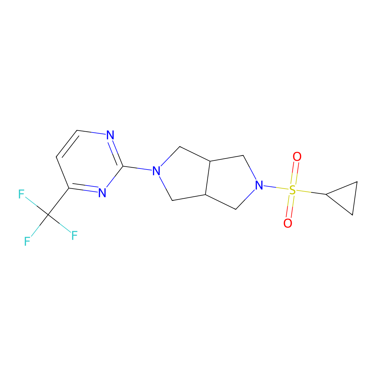 2-[5-(Cyclopropanesulfonyl)-octahydropyrrolo[3,4-c]pyrrol-2-yl]-4-(trifluoromethyl)pyrimidine molecular structure, CAS 2415500-05-7