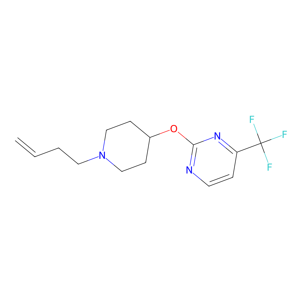2-(1-But-3-enylpiperidin-4-yl)oxy-4-(trifluoromethyl)pyrimidine molecular structure, CAS 2415500-08-0
