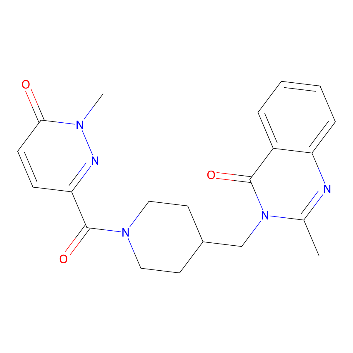 2-Methyl-3-{[1-(1-methyl-6-oxo-1,6-dihydropyridazine-3-carbonyl)piperidin-4-yl]methyl}-3,4-dihydroquinazolin-4-one molecular structure, CAS 2415500-09-1