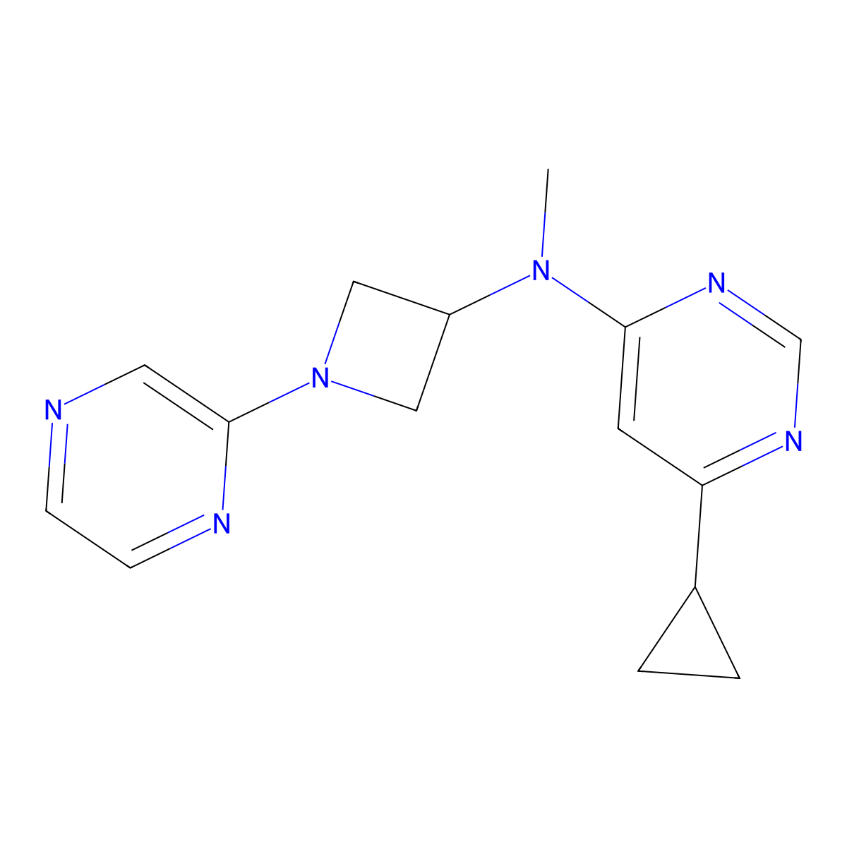 6-cyclopropyl-N-methyl-N-[1-(pyrazin-2-yl)azetidin-3-yl]pyrimidin-4-amine molecular structure, CAS 2415500-17-1