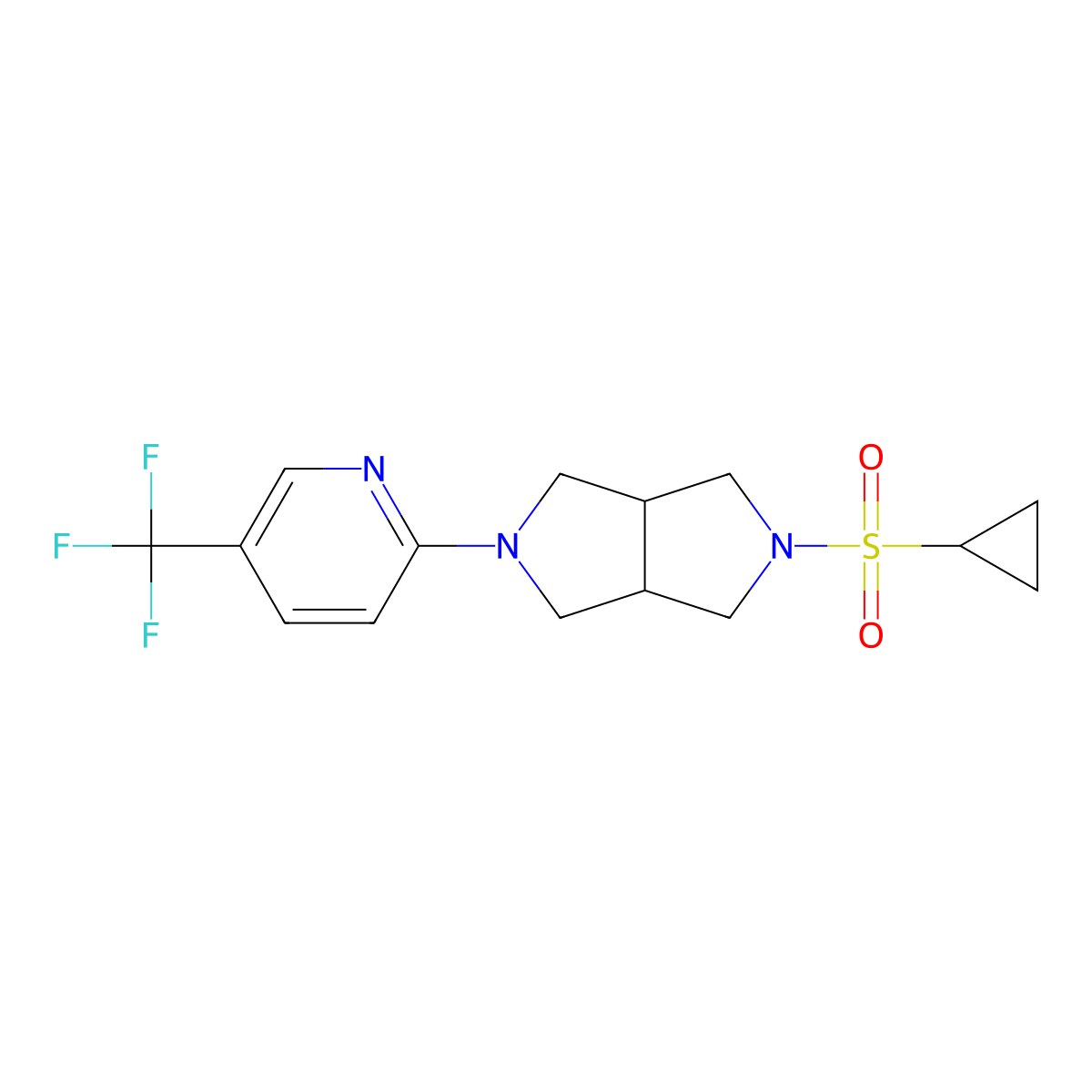 2-[5-(Cyclopropanesulfonyl)-octahydropyrrolo[3,4-c]pyrrol-2-yl]-5-(trifluoromethyl)pyridine molecular structure, CAS 2415500-22-8