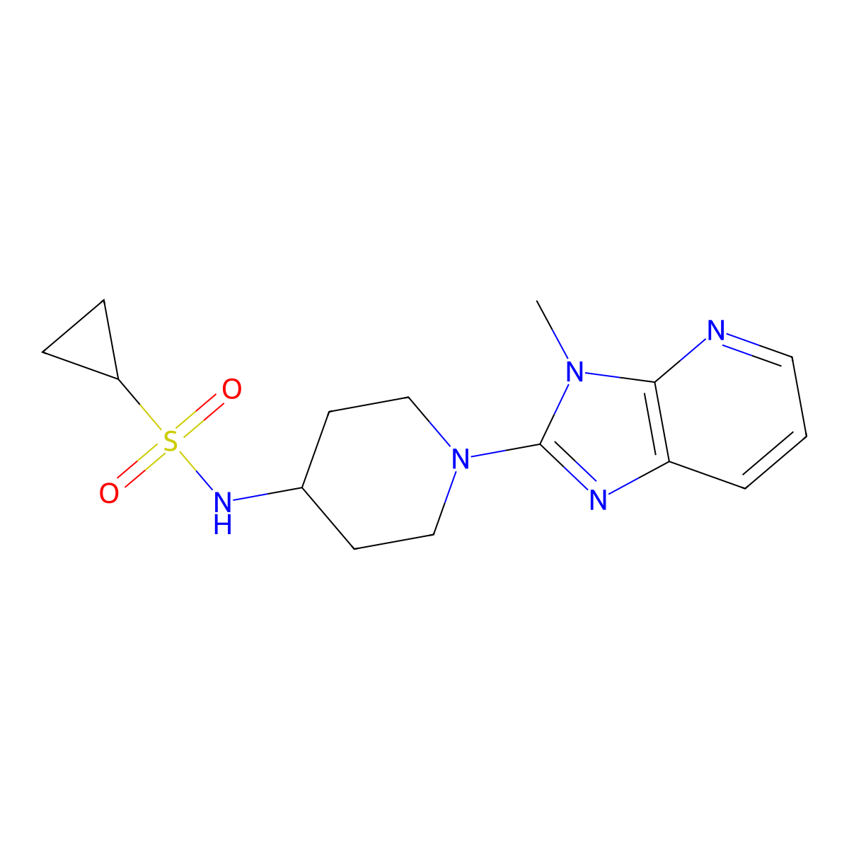 N-(1-{3-methyl-3H-imidazo[4,5-b]pyridin-2-yl}piperidin-4-yl)cyclopropanesulfonamide molecular structure, CAS 2415500-23-9