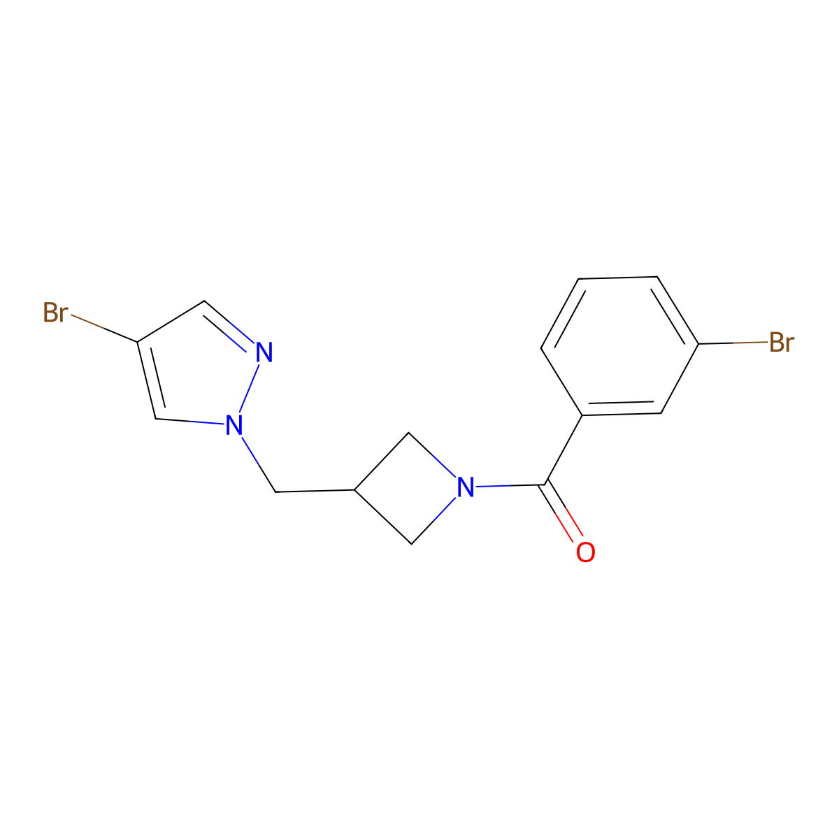 4-bromo-1-{[1-(3-bromobenzoyl)azetidin-3-yl]methyl}-1H-pyrazole molecular structure, CAS 2415500-25-1