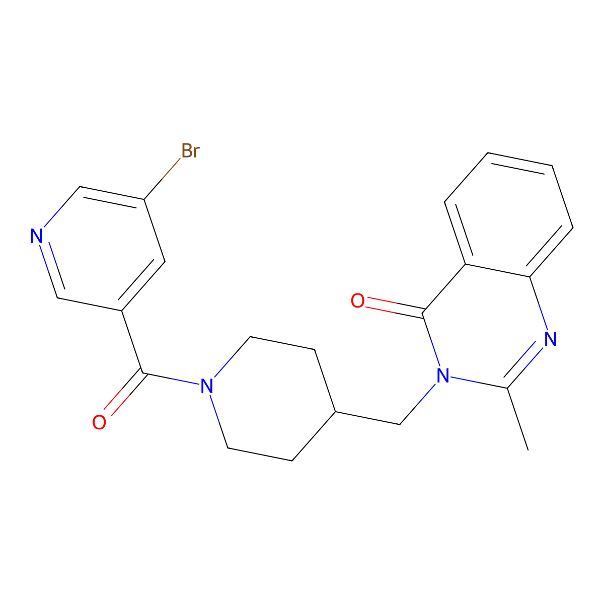 3-{[1-(5-Bromopyridine-3-carbonyl)piperidin-4-yl]methyl}-2-methyl-3,4-dihydroquinazolin-4-one molecular structure, CAS 2415500-27-3