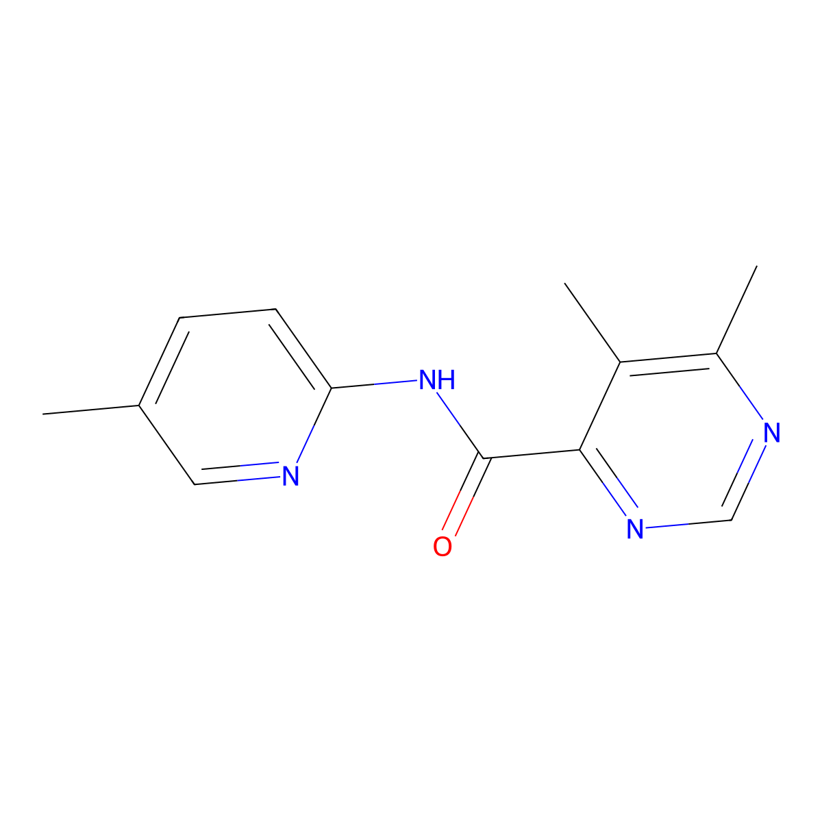5,6-Dimethyl-N-(5-methylpyridin-2-yl)pyrimidine-4-carboxamide molecular structure, CAS 2415500-28-4
