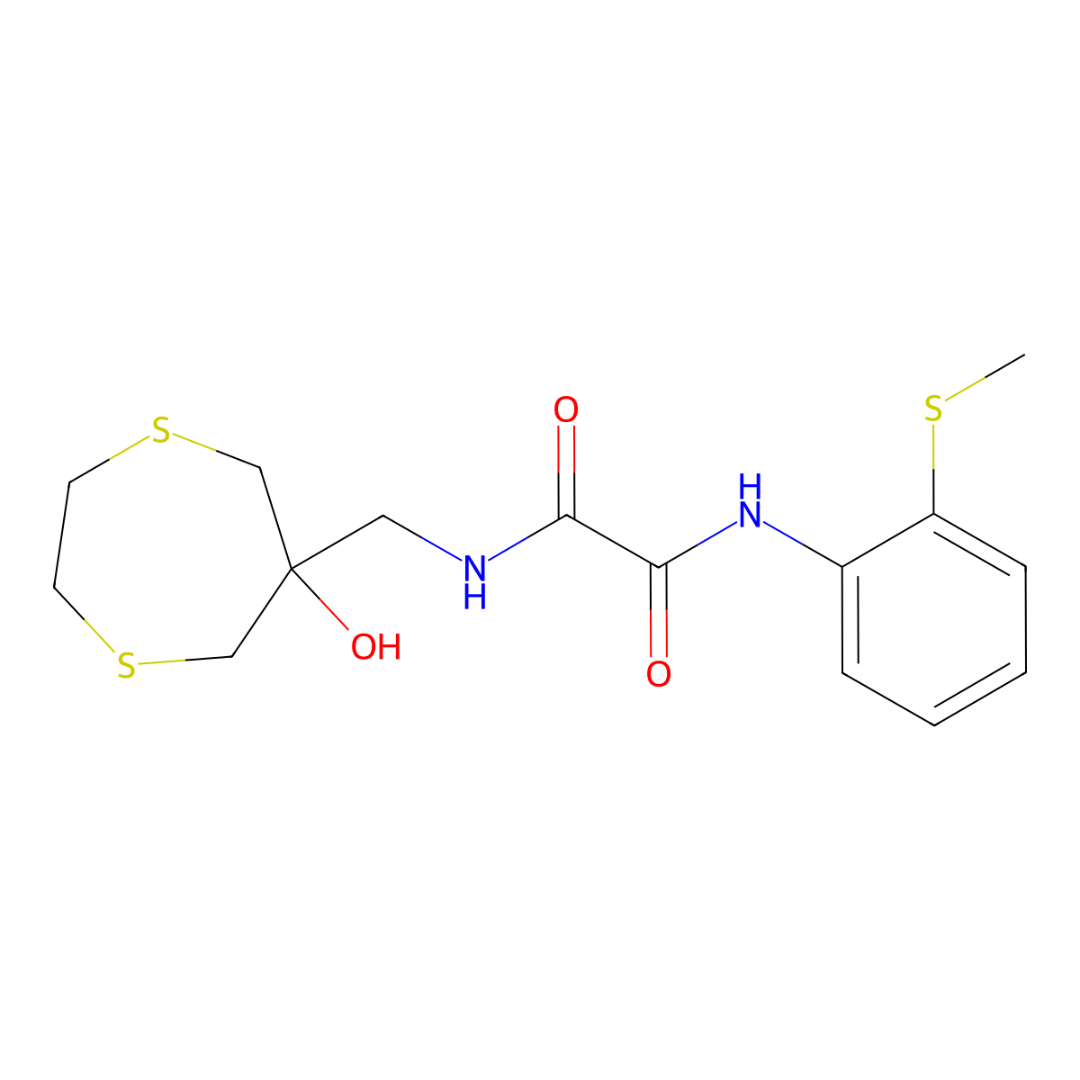 N'-[(6-hydroxy-1,4-dithiepan-6-yl)methyl]-N-[2-(methylsulfanyl)phenyl]ethanediamide molecular structure, CAS 2415500-31-9