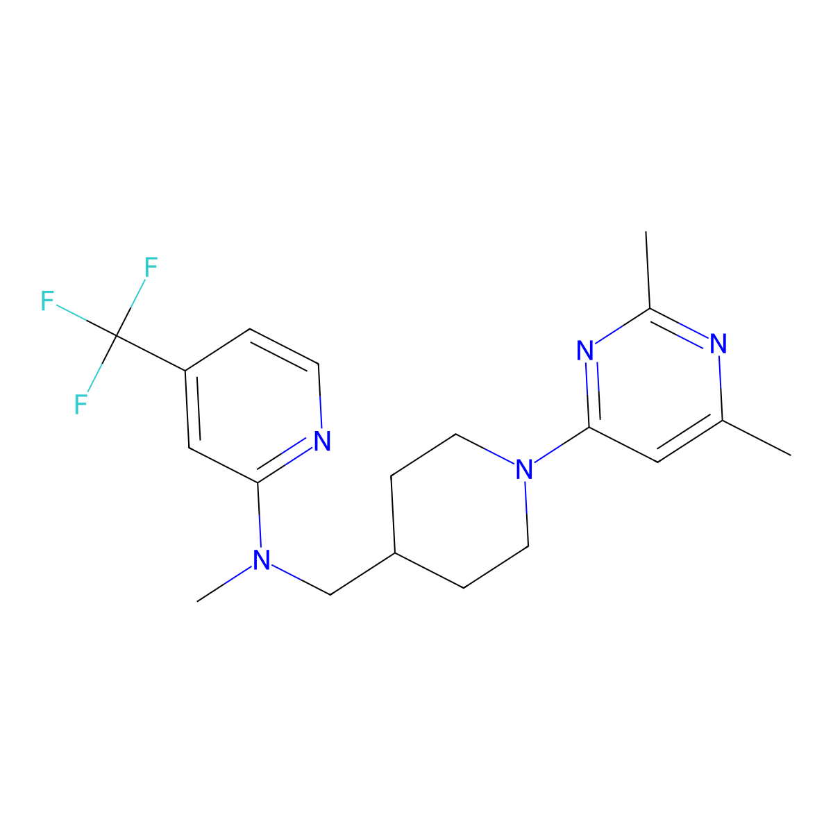 N-{[1-(2,6-dimethylpyrimidin-4-yl)piperidin-4-yl]methyl}-N-methyl-4-(trifluoromethyl)pyridin-2-amine molecular structure, CAS 2415500-37-5